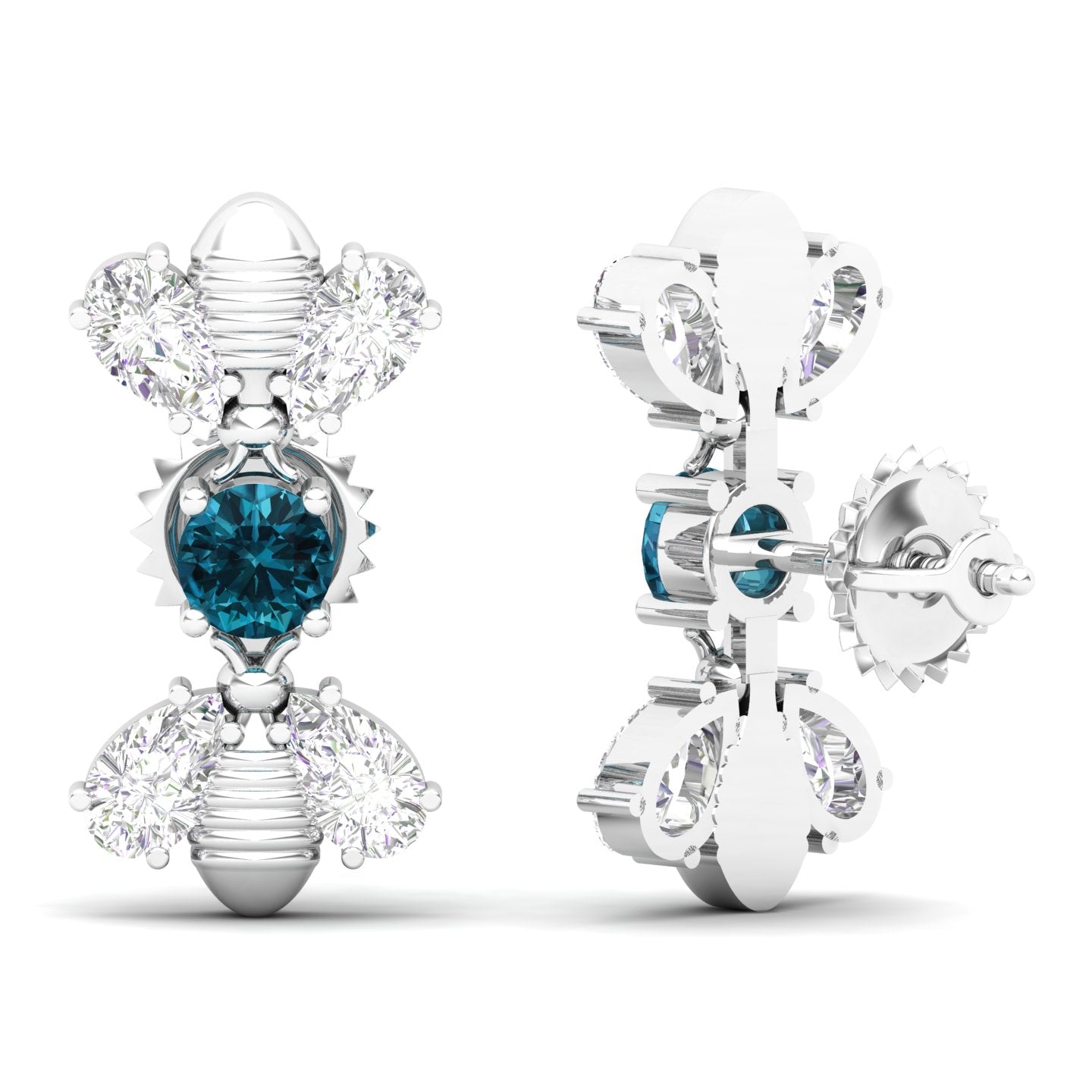 Maurya Honey Bee Push Back Earrings with Topaz and Diamonds