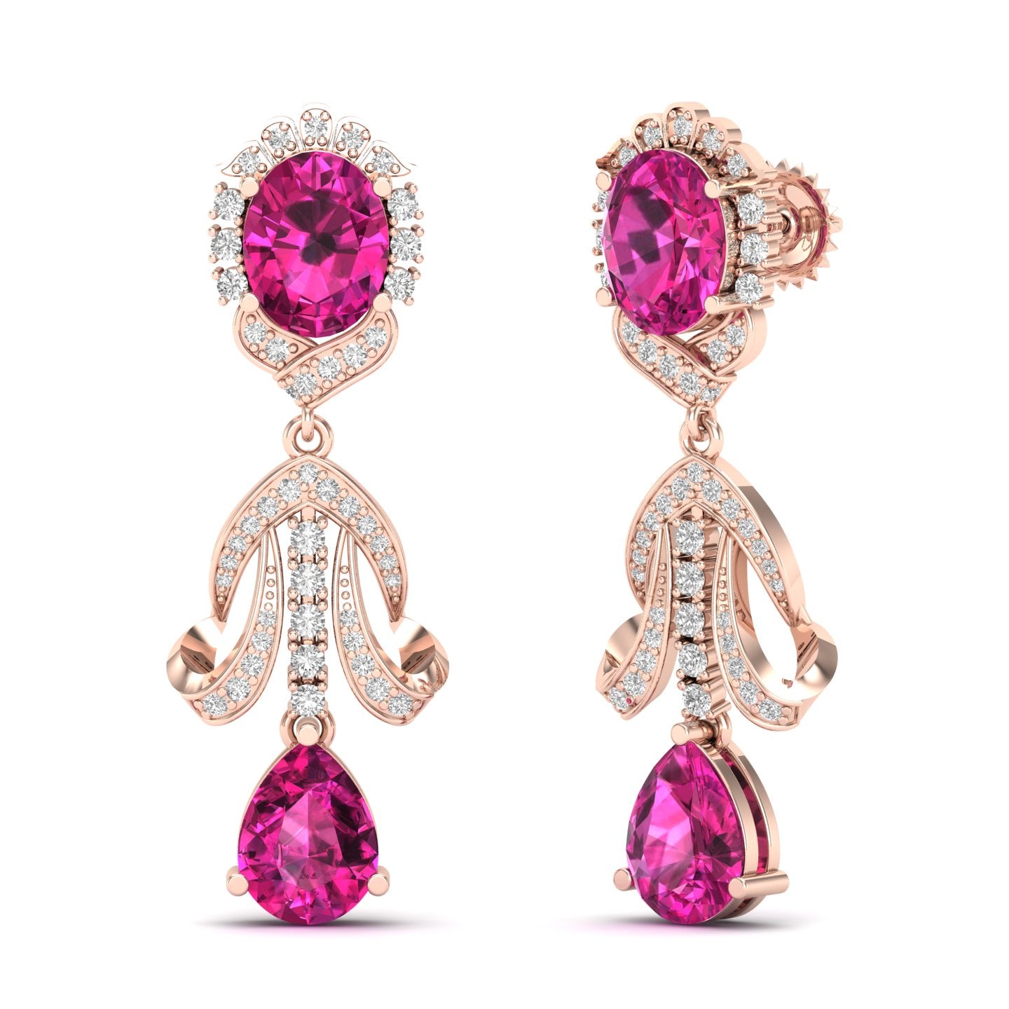 Maurya Utsokt Blue Sapphire Drop Earrings with Diamonds