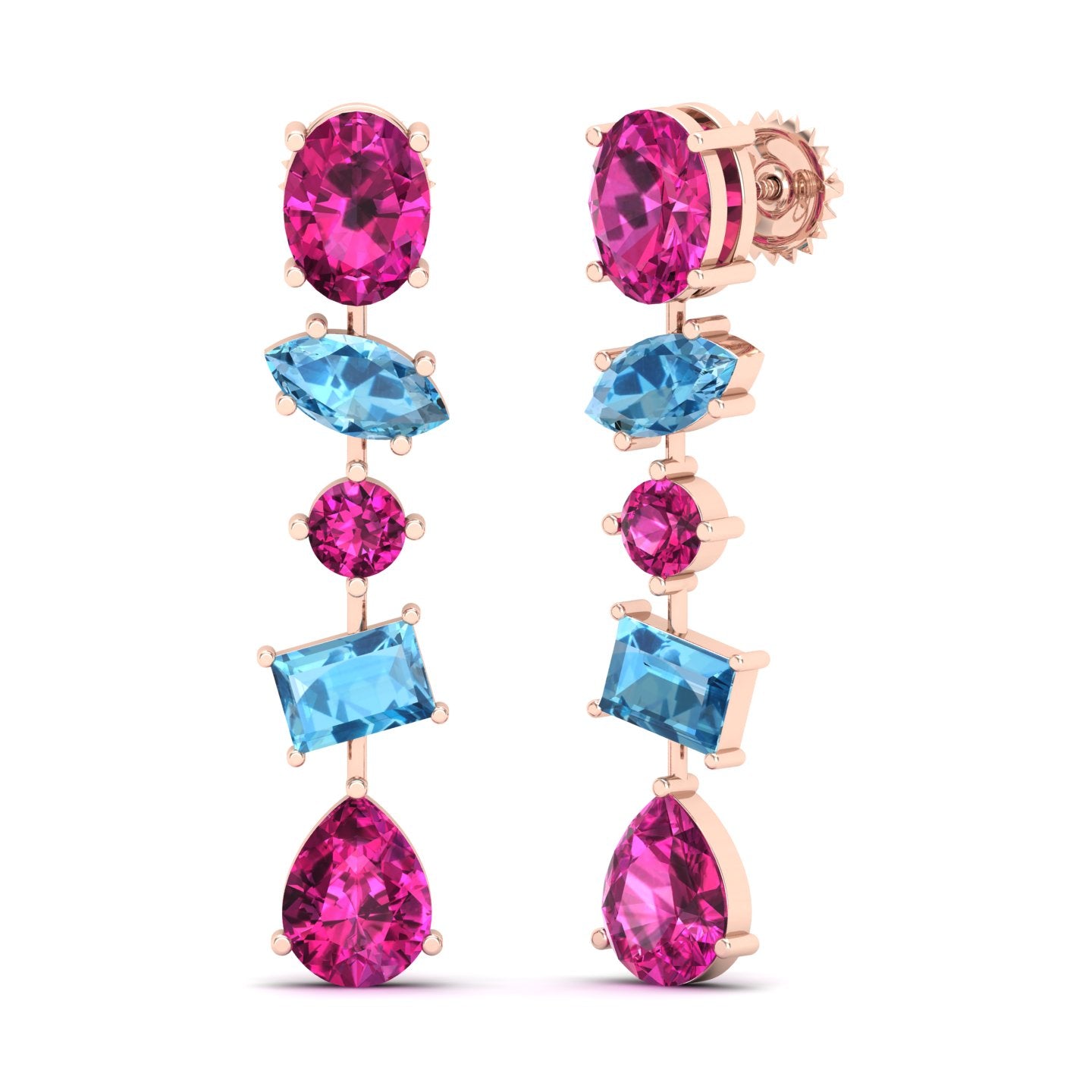 Maurya Crystals Drop Earrings with Sapphire and Topaz