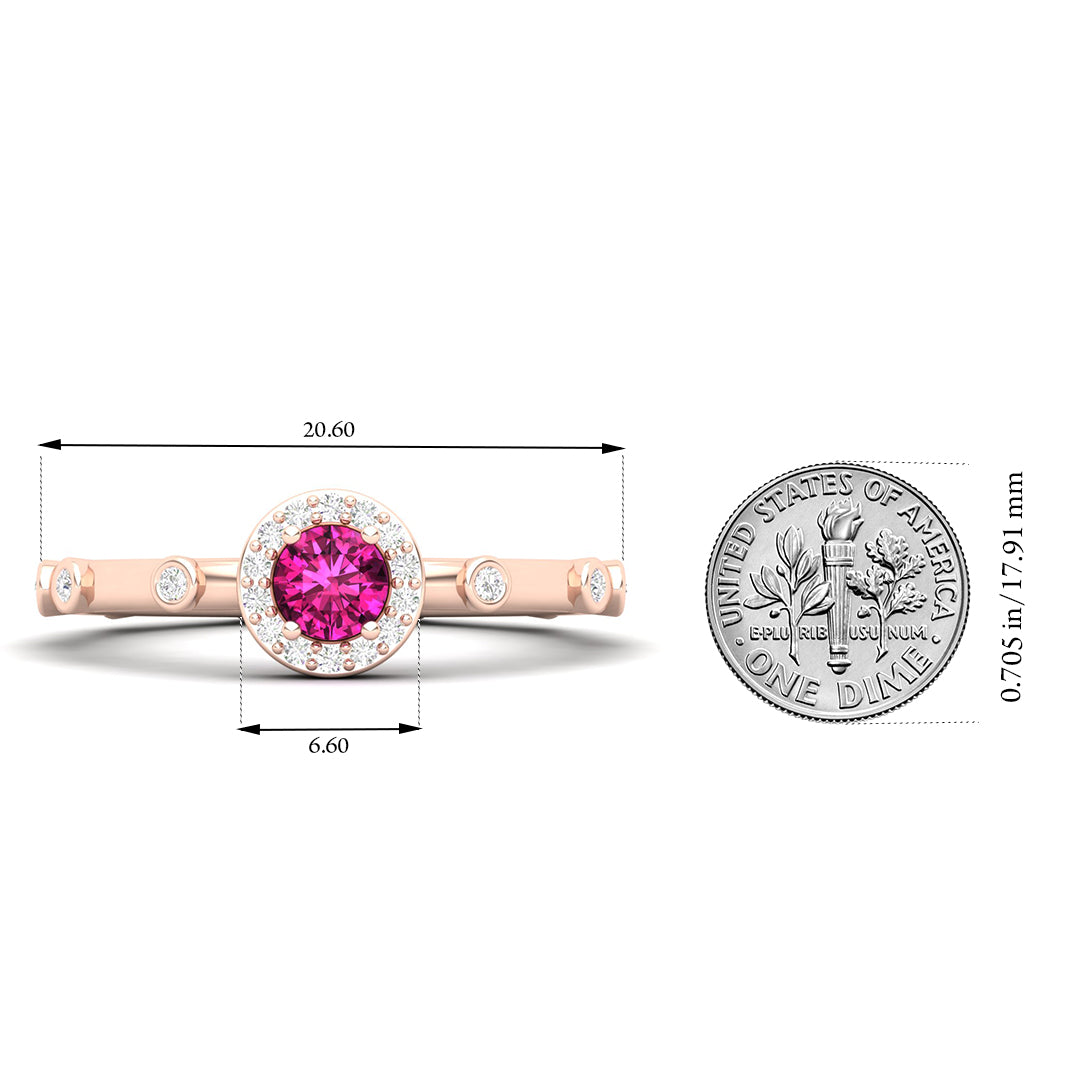 Maurya Mountain Emerald Engagement Ring with Diamond Halo