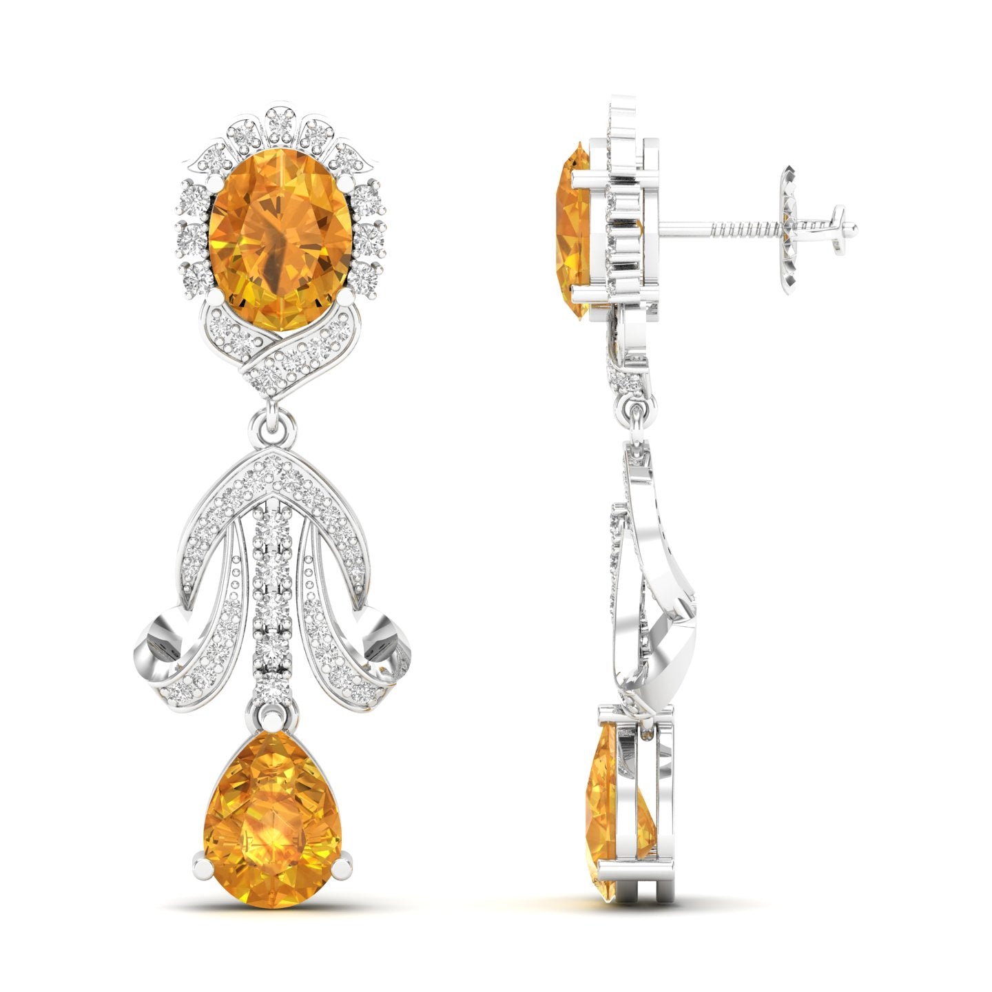 Maurya Utsokt Blue Sapphire Drop Earrings with Diamonds