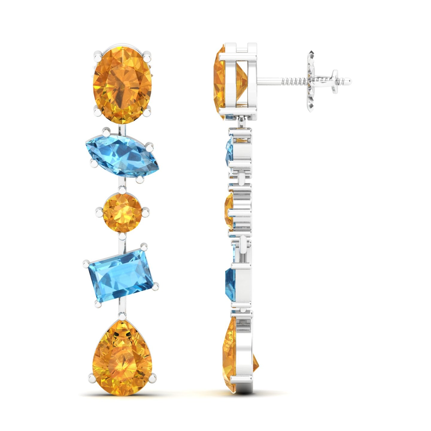 Maurya Crystals Drop Earrings with Sapphire and Topaz