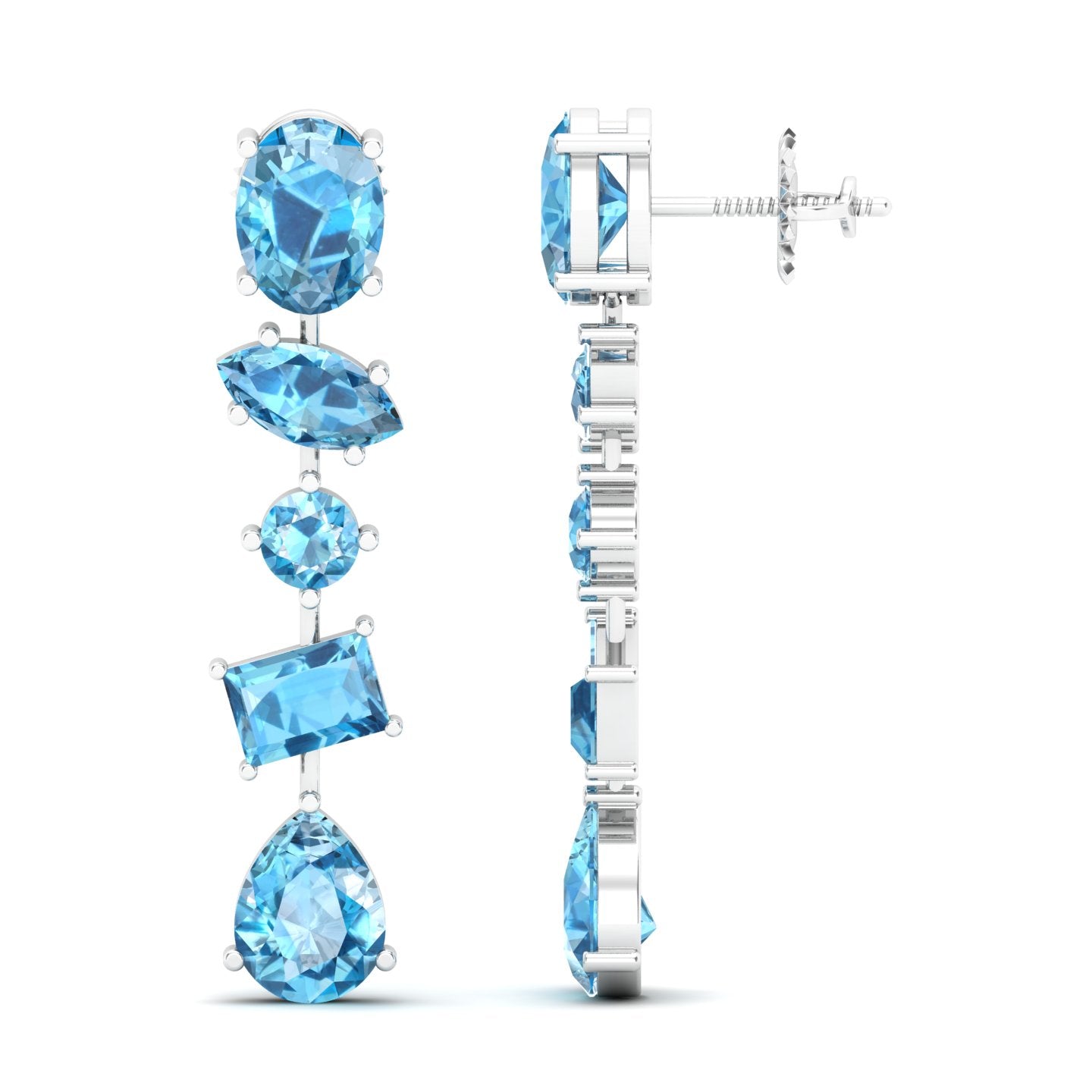 Maurya Crystals Drop Earrings with Sapphire and Topaz