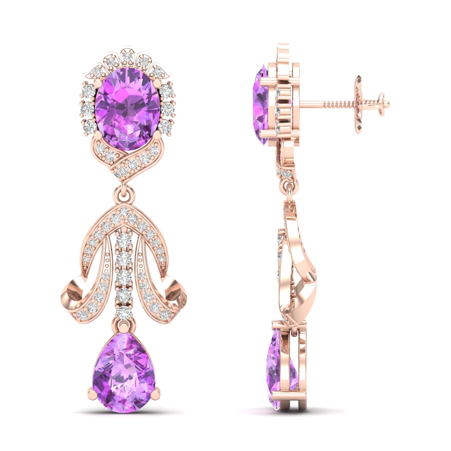 Maurya Utsokt Blue Sapphire Drop Earrings with Diamonds