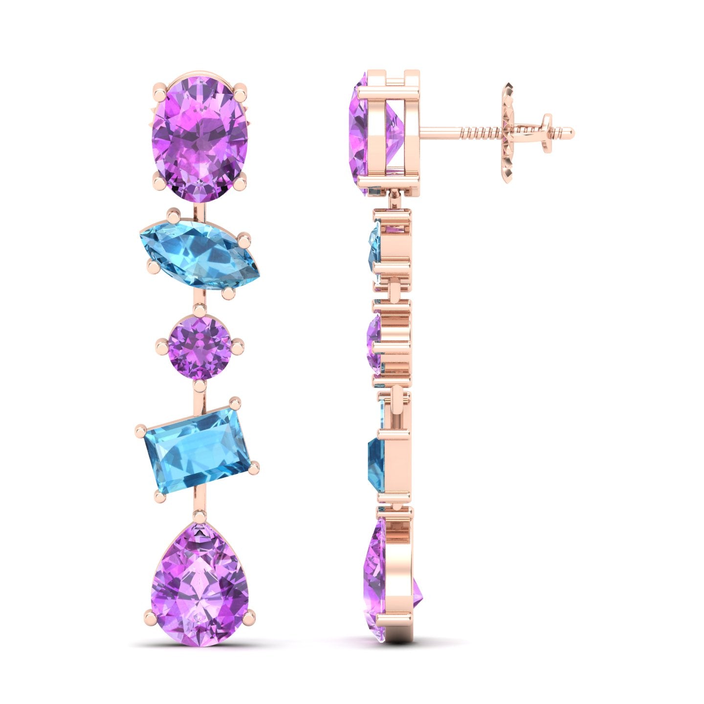 Maurya Crystals Drop Earrings with Sapphire and Topaz