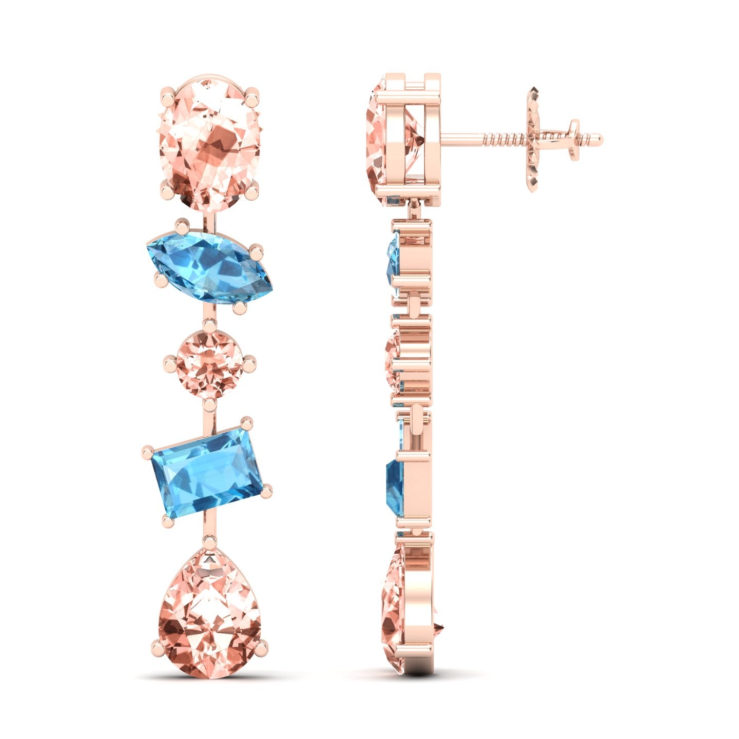 Maurya Crystals Drop Earrings with Sapphire and Topaz