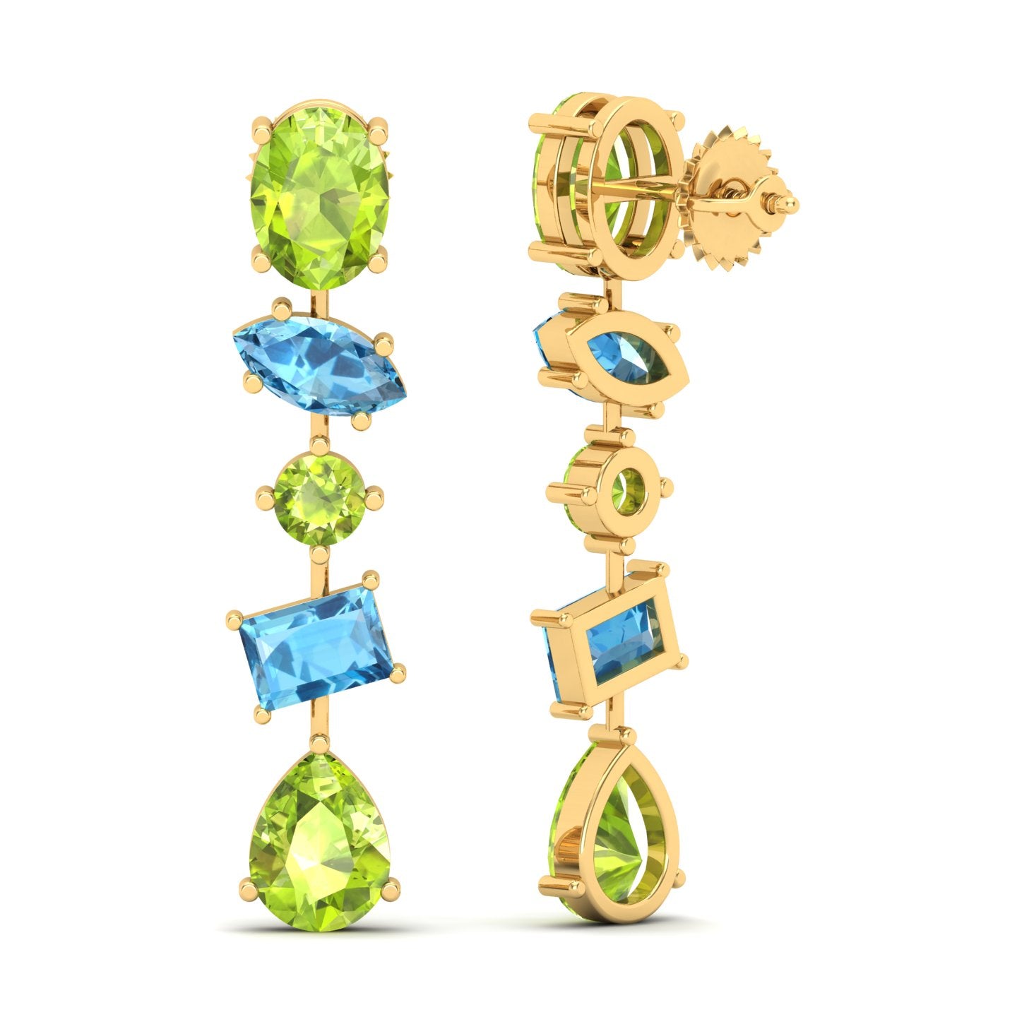 Maurya Crystals Drop Earrings with Sapphire and Topaz