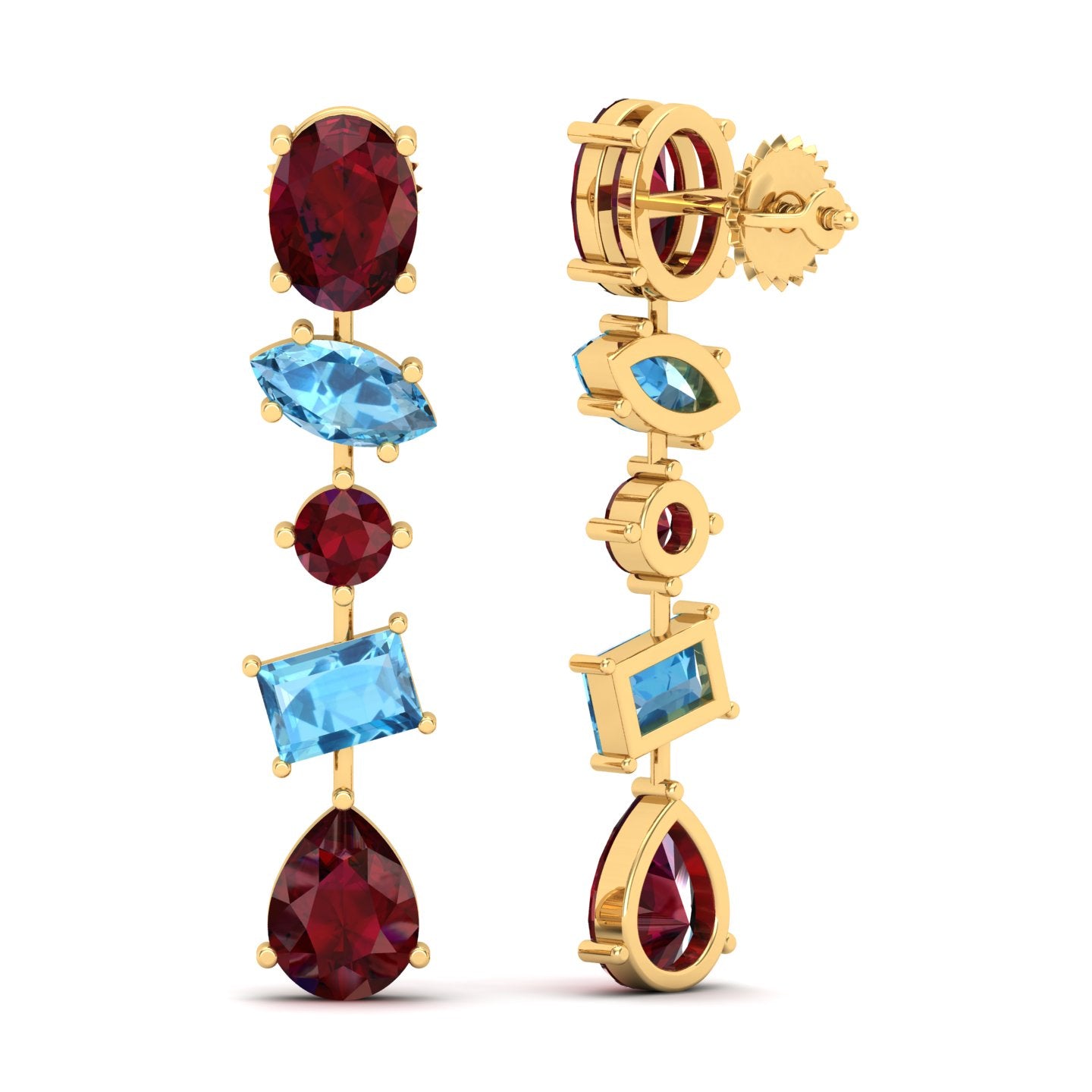 Maurya Crystals Drop Earrings with Sapphire and Topaz