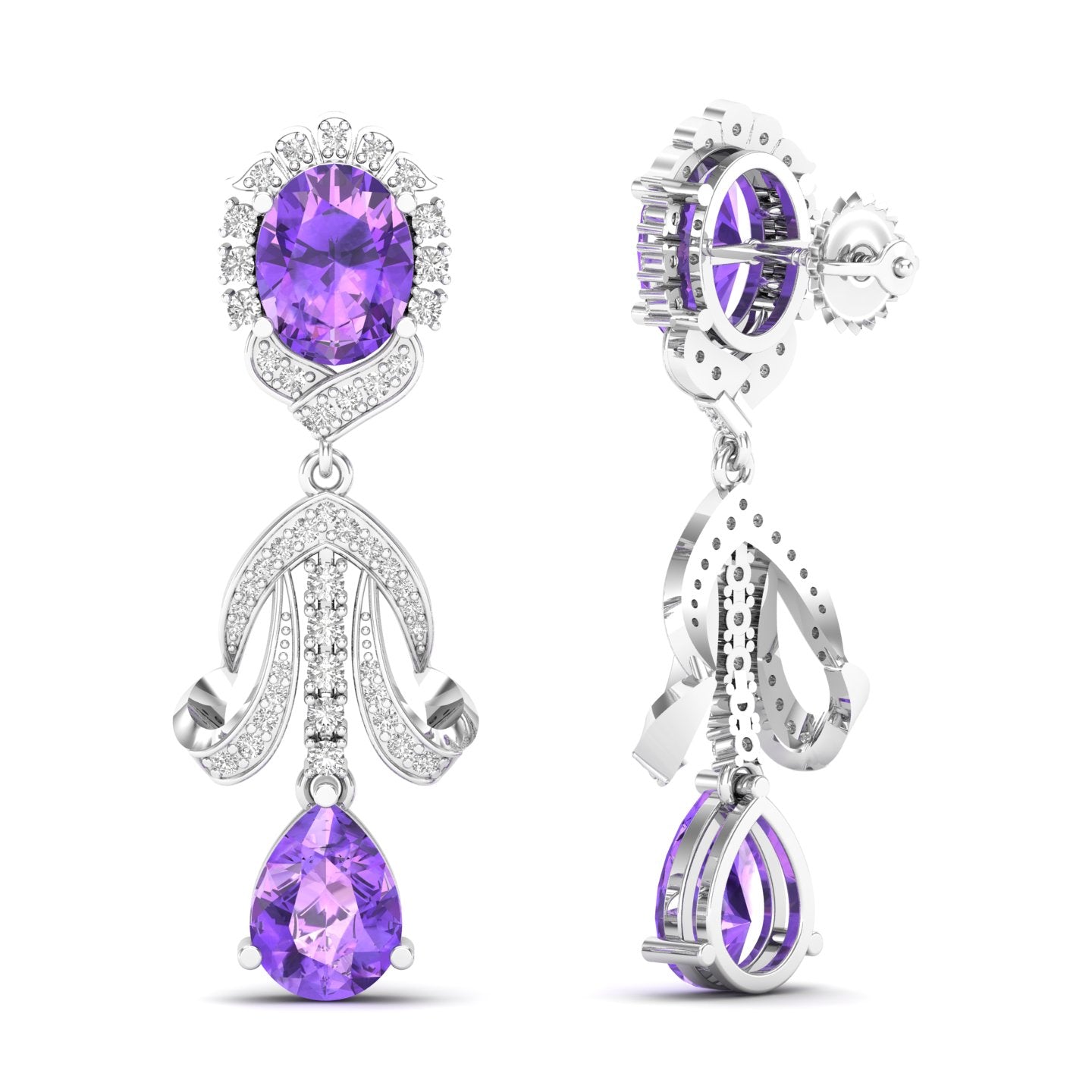 Maurya Utsokt Blue Sapphire Drop Earrings with Diamonds