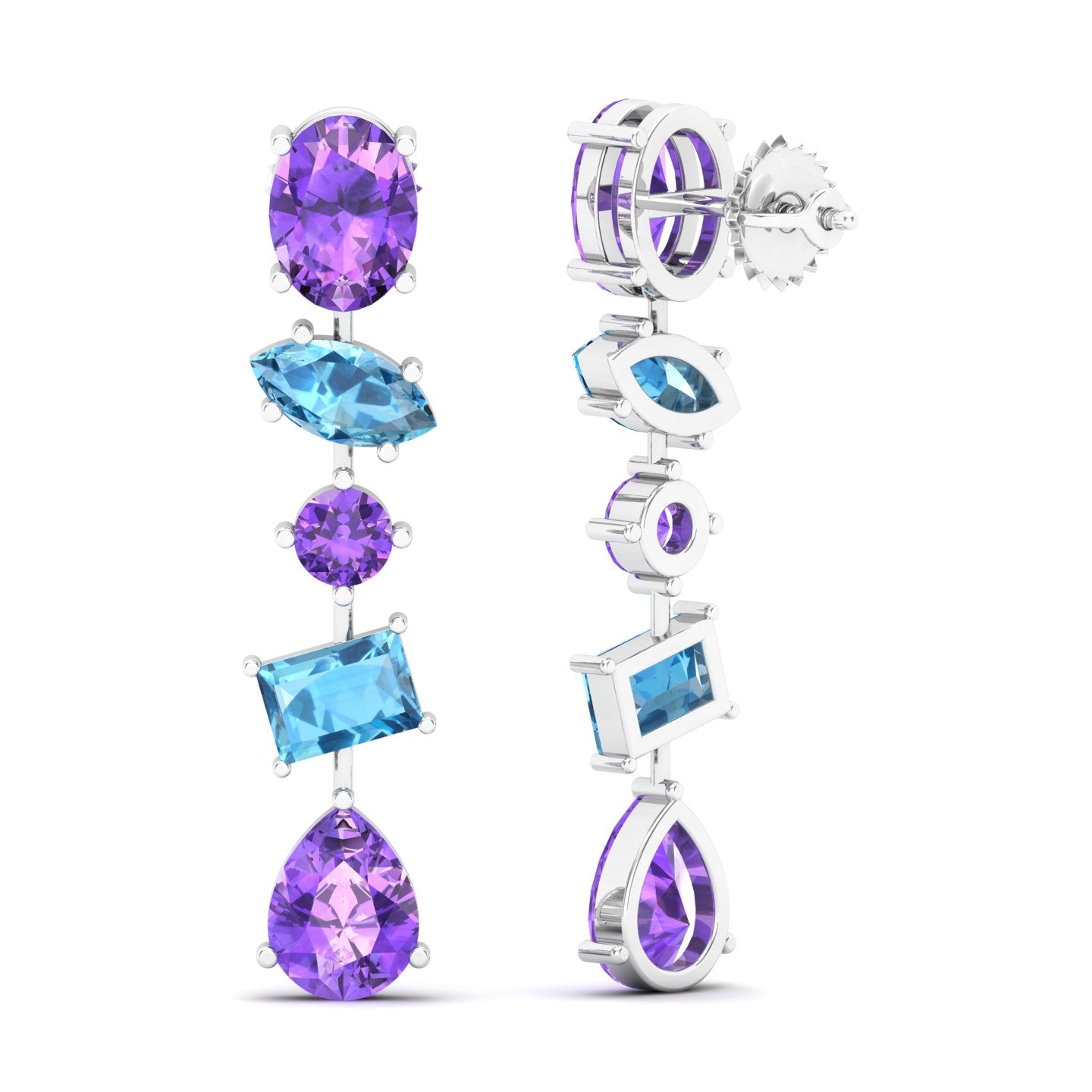 Maurya Crystals Drop Earrings with Sapphire and Topaz