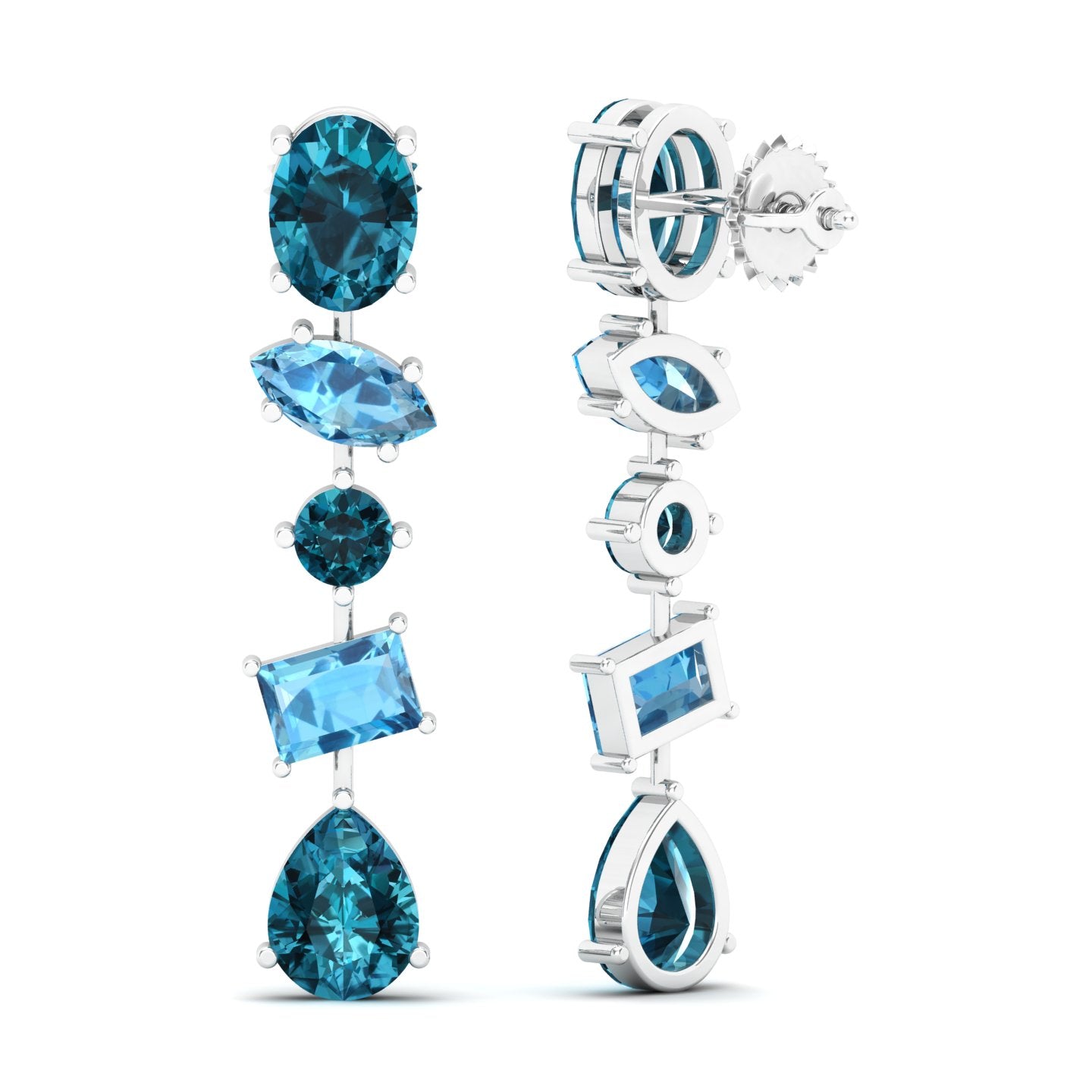 Maurya Crystals Drop Earrings with Sapphire and Topaz