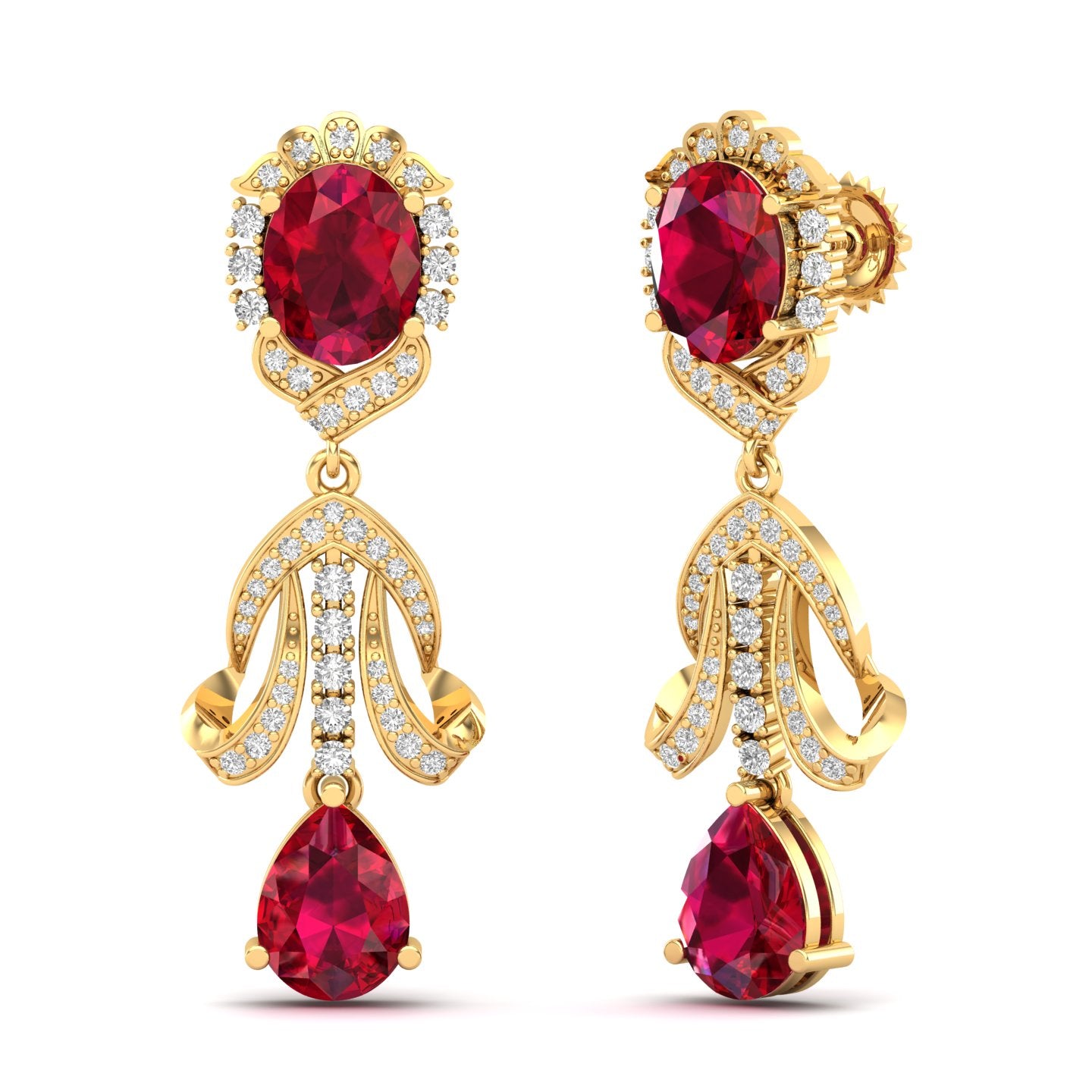 Maurya Utsokt Blue Sapphire Drop Earrings with Diamonds