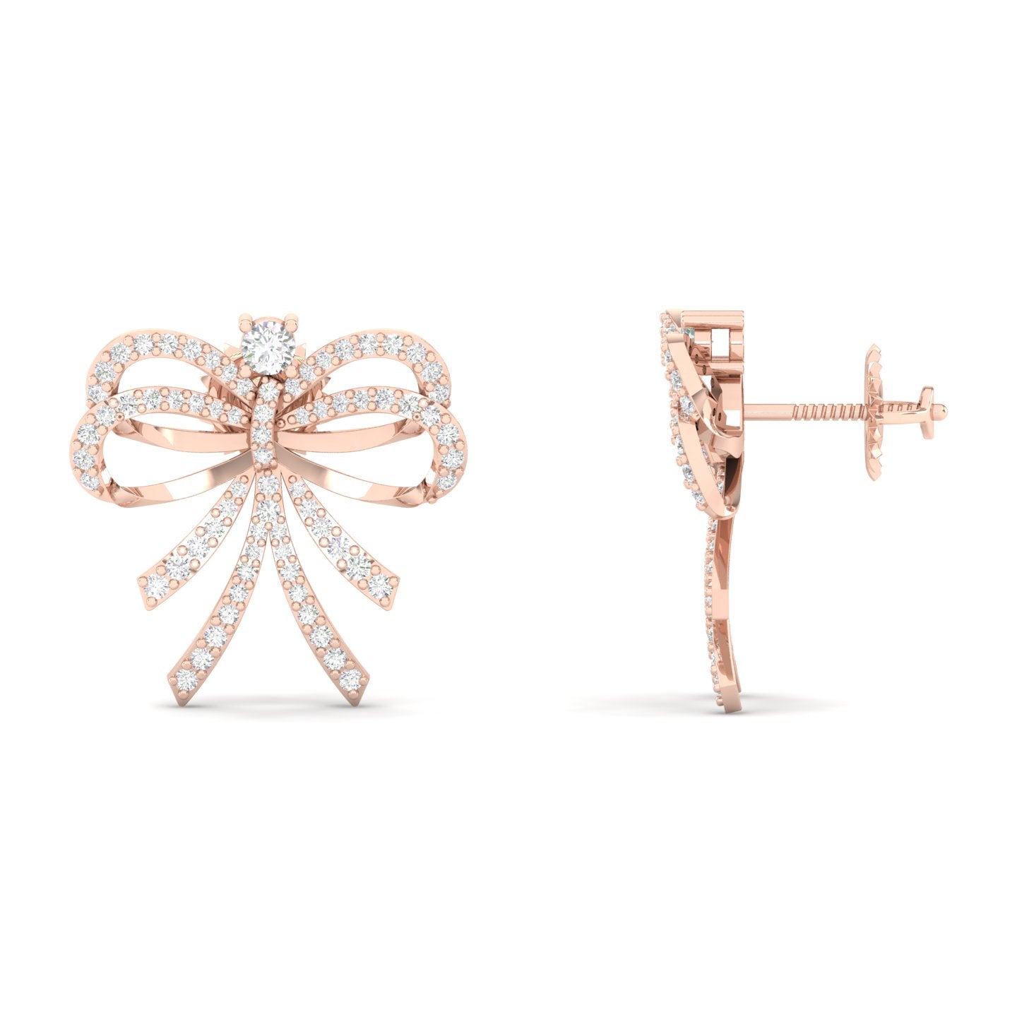Maurya Bow-Style Bonsela Push Back Earrings with Diamonds