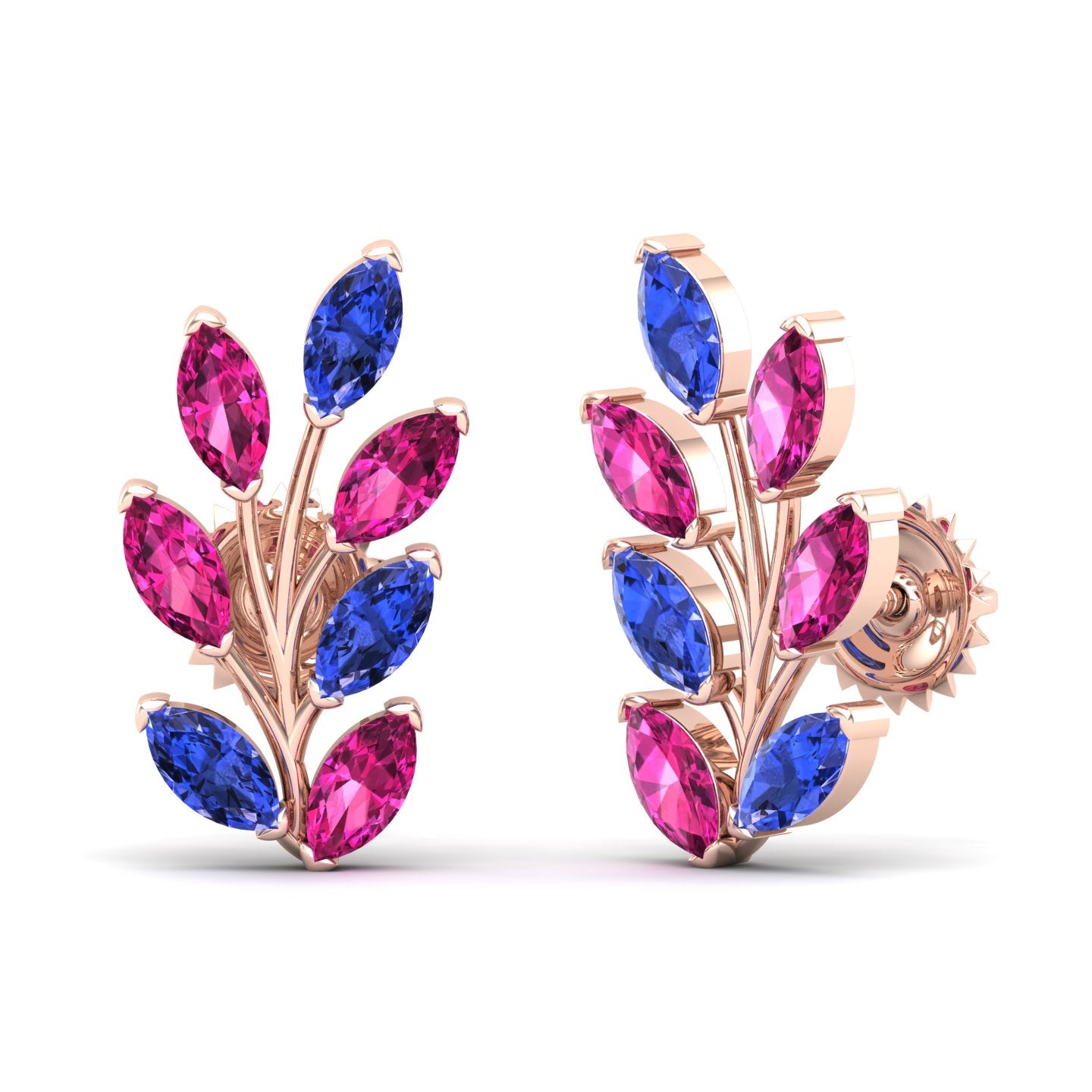 Maurya Frozen Life Tanzanite Push Back Earrings with Topaz