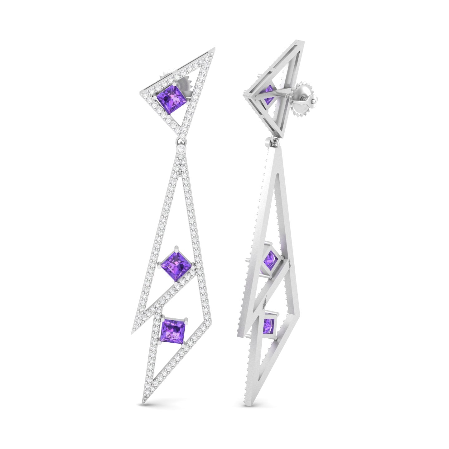 Maurya London Blue Topaz Vinkel Dangle Earrings with Diamonds