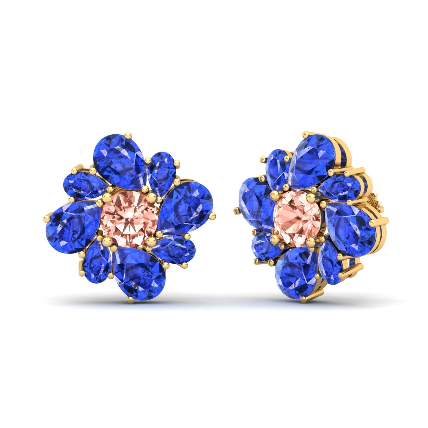 Maurya Color Strokes Peridot Stud Earrings with Morganite