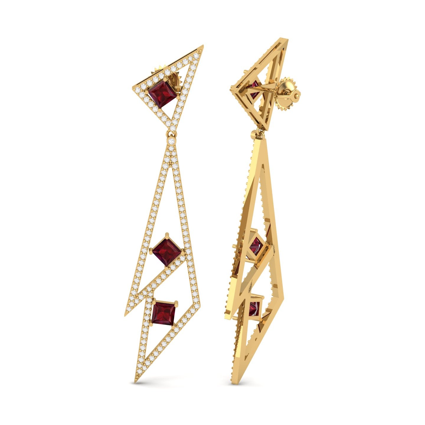 Maurya London Blue Topaz Vinkel Dangle Earrings with Diamonds