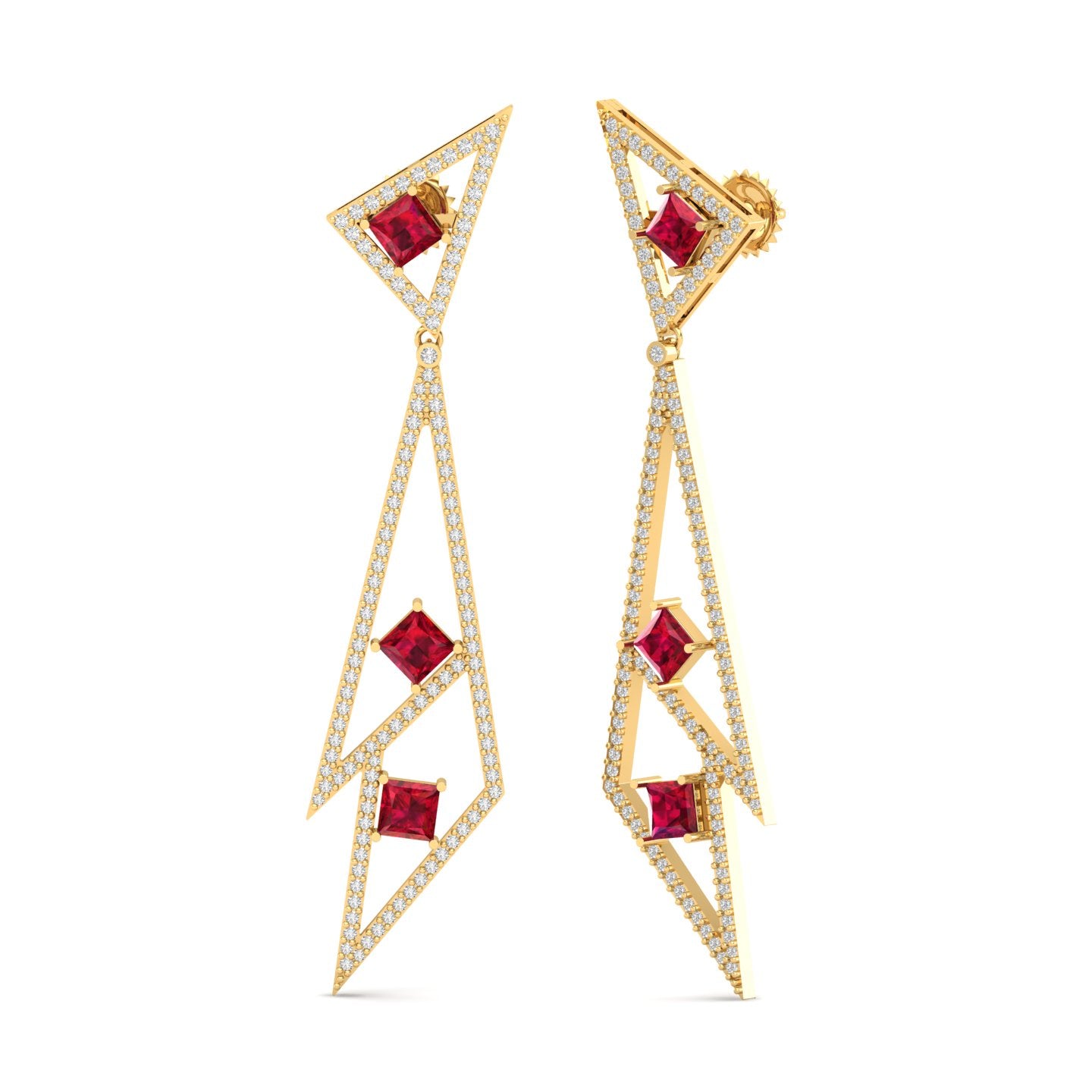 Maurya London Blue Topaz Vinkel Dangle Earrings with Diamonds
