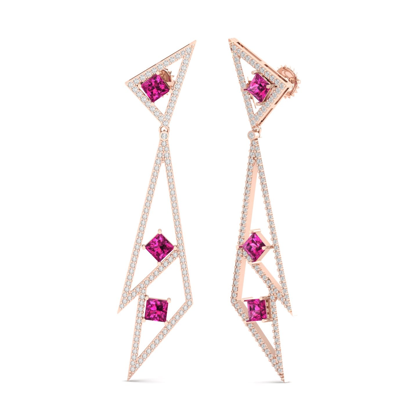 Maurya London Blue Topaz Vinkel Dangle Earrings with Diamonds