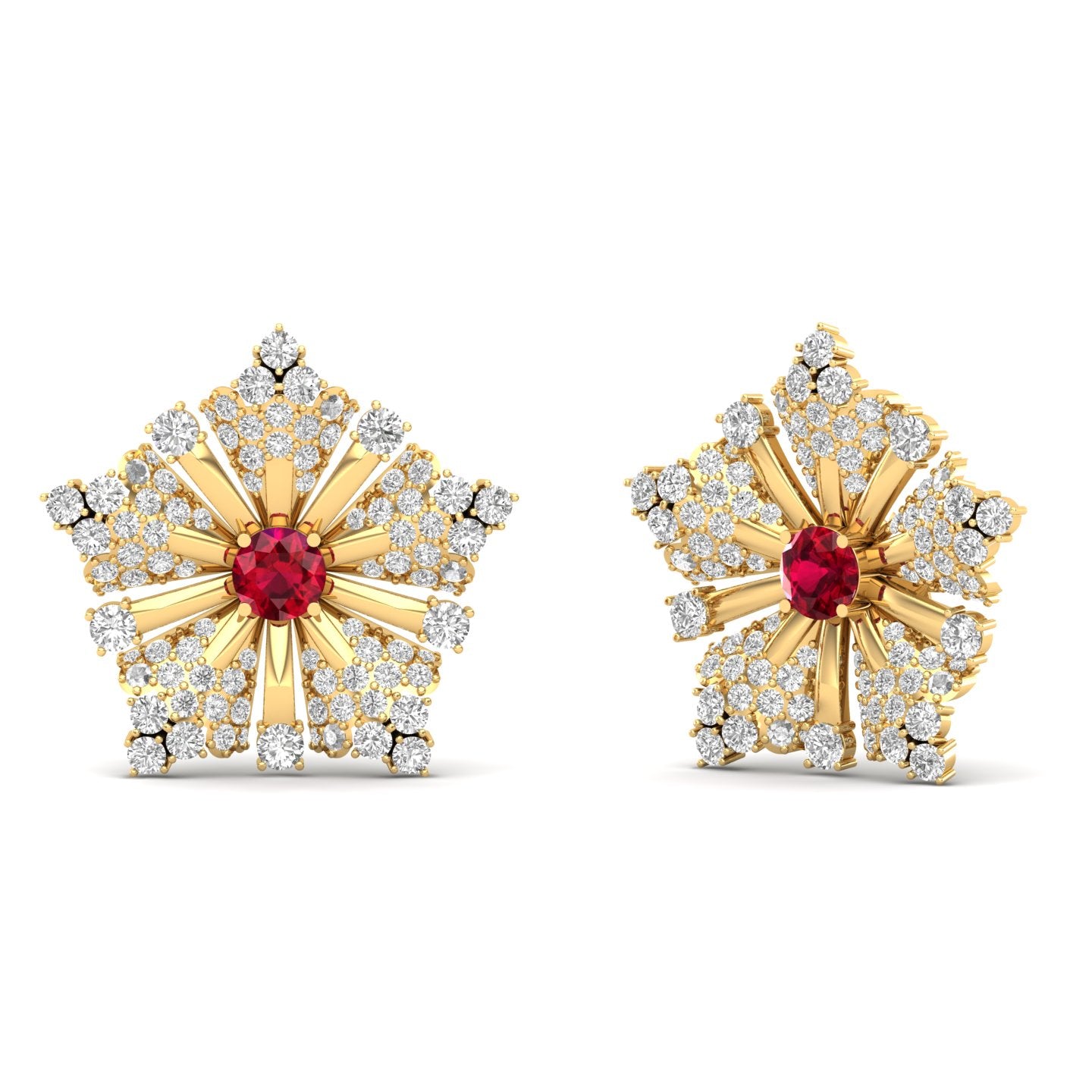 Maurya Nivis Push Back Earrings with Blue Sapphire and Diamonds