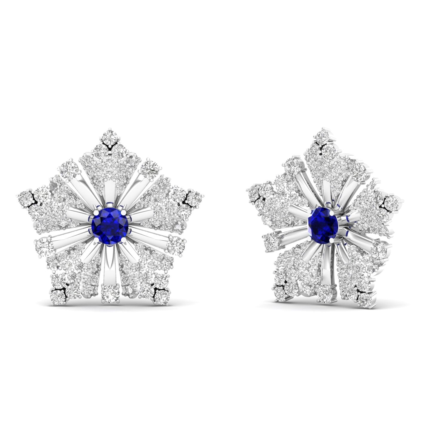 Maurya Nivis Push Back Earrings with Blue Sapphire and Diamonds