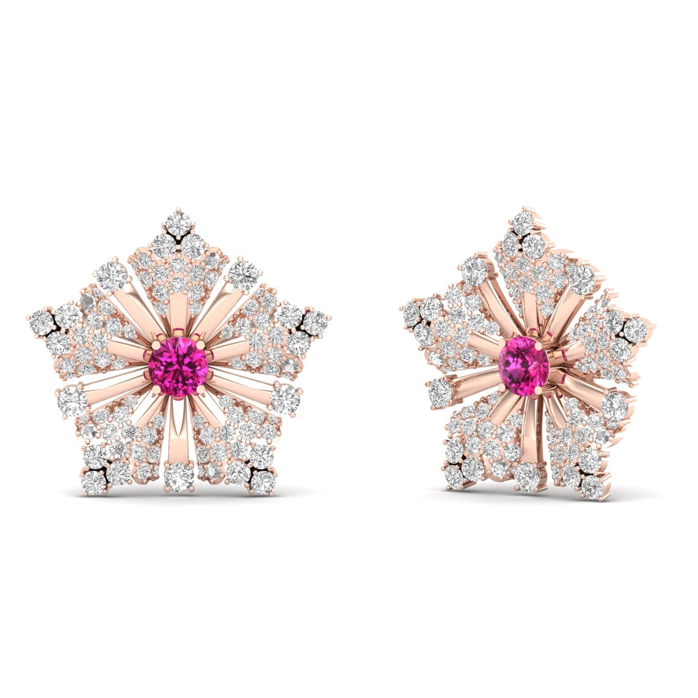 Maurya Nivis Push Back Earrings with Blue Sapphire and Diamonds