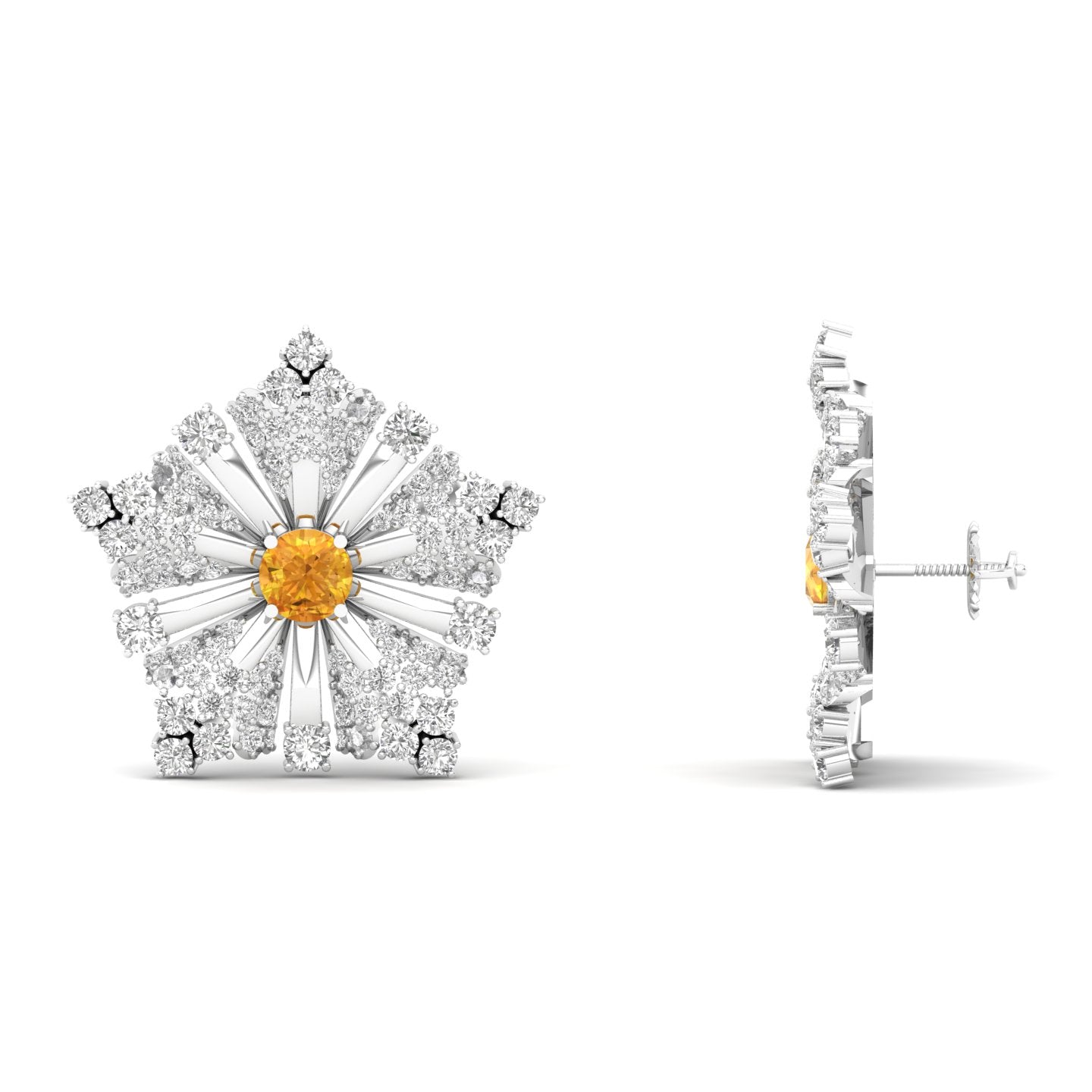 Maurya Nivis Push Back Earrings with Blue Sapphire and Diamonds