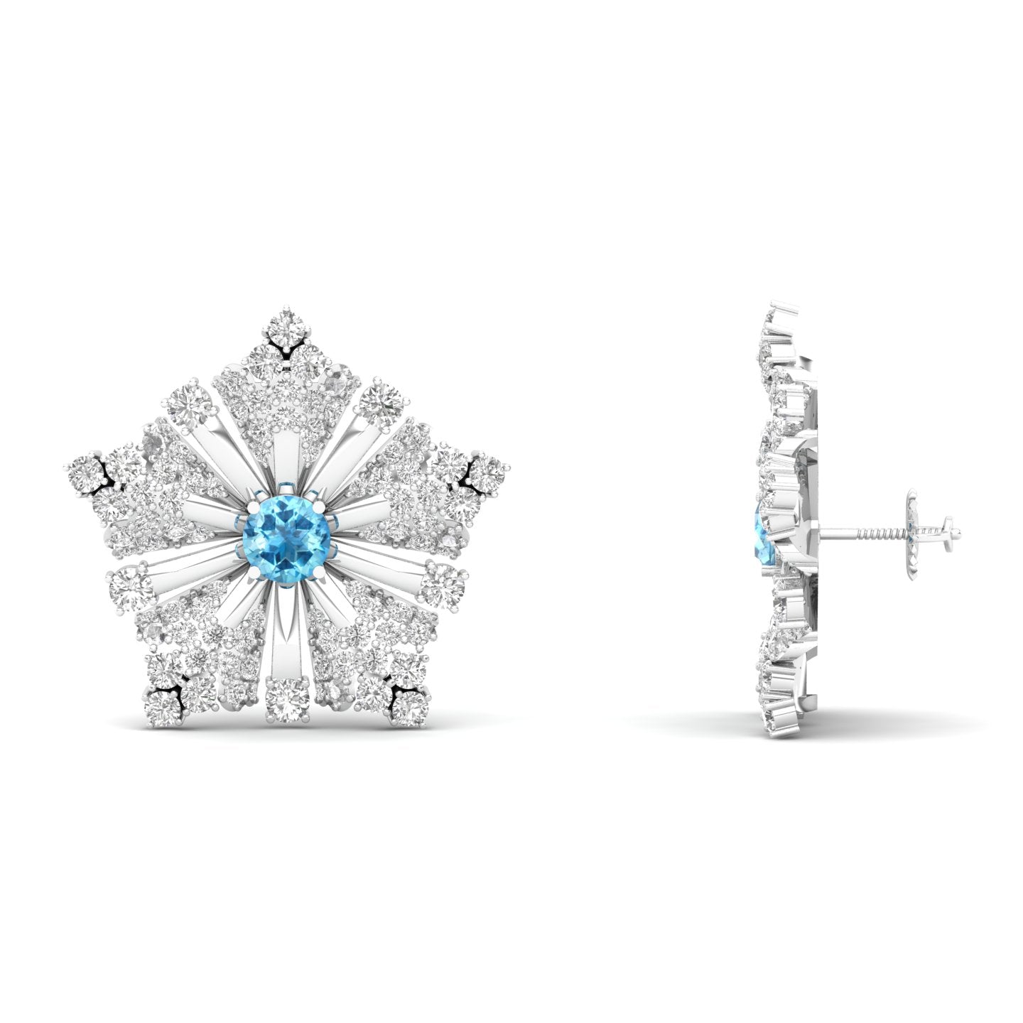 Maurya Nivis Push Back Earrings with Blue Sapphire and Diamonds