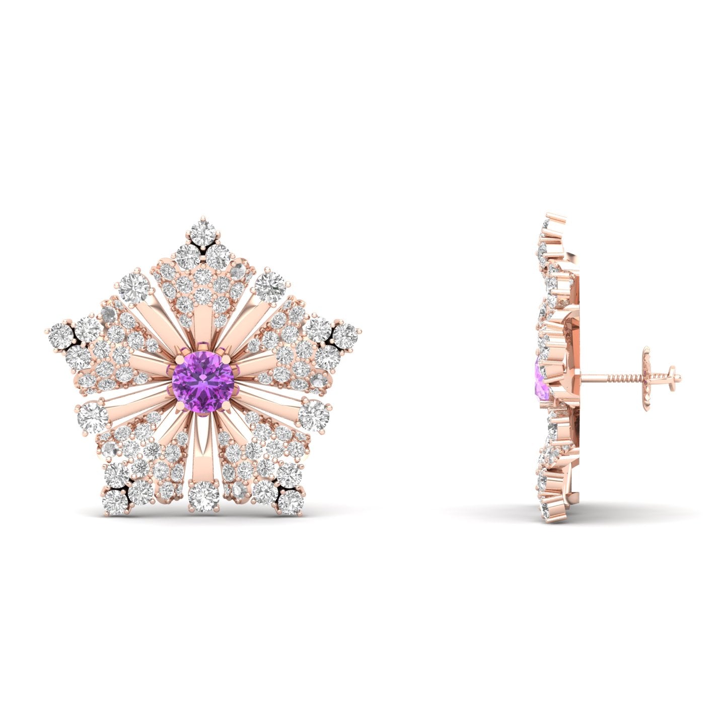 Maurya Nivis Push Back Earrings with Blue Sapphire and Diamonds
