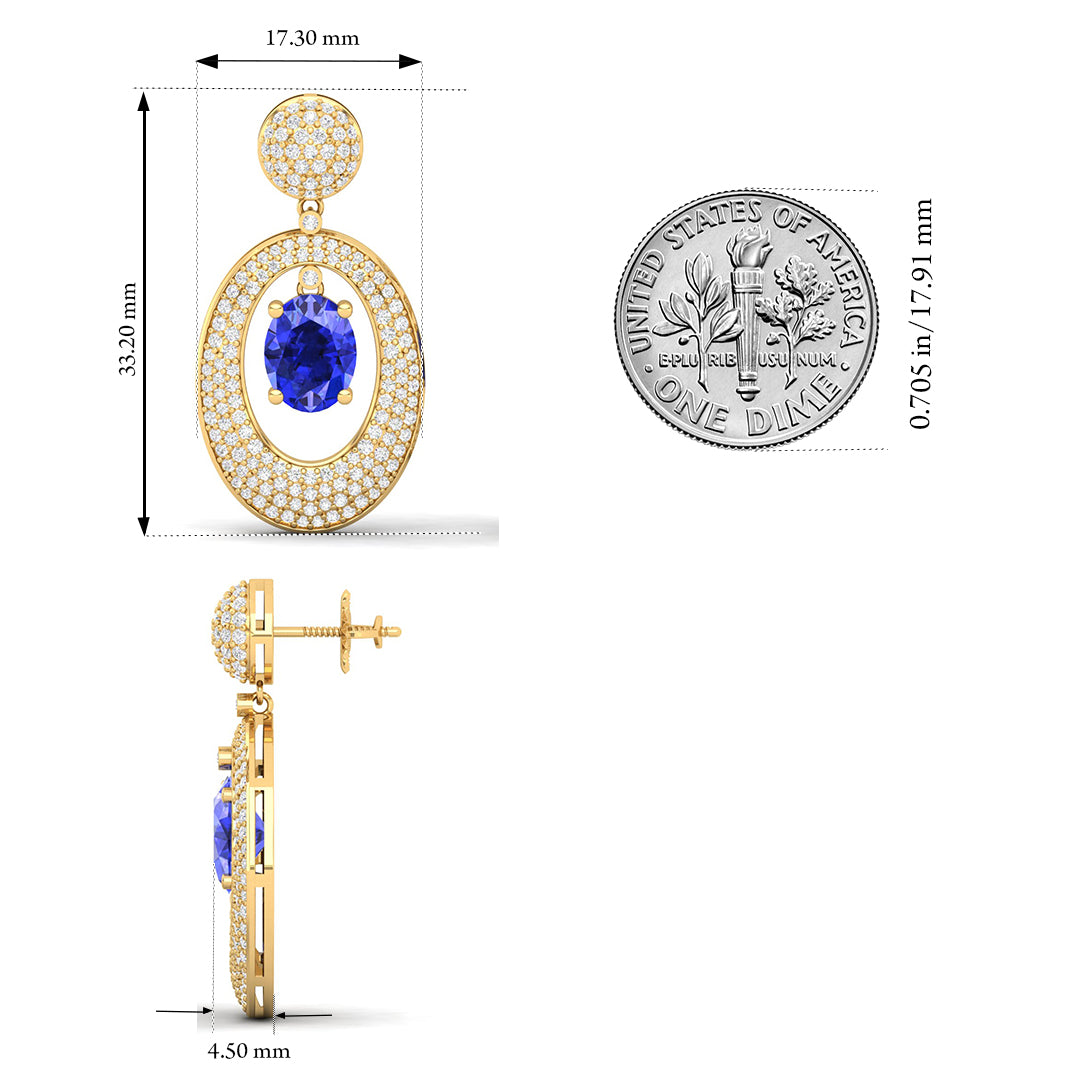 Maurya Tanzanite Apsis Dangle Earrings with Diamonds
