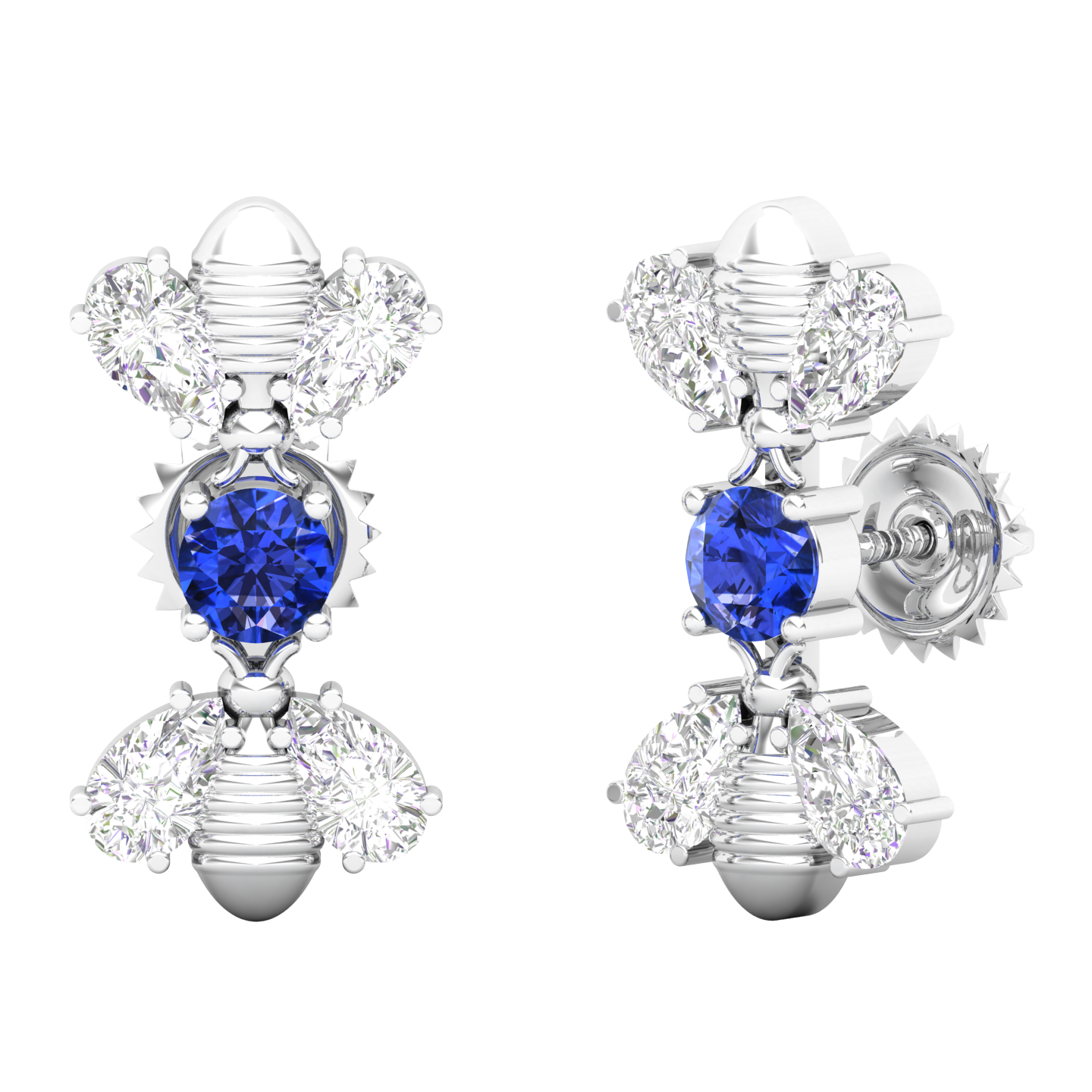 Maurya Honey Bee Push Back Earrings with Topaz and Diamonds