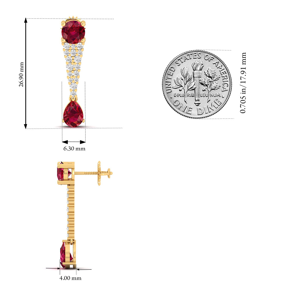 Maurya Royal Ruby Drop Earrings with Diamonds