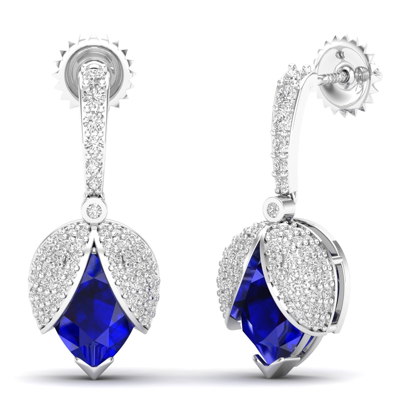 Maurya Beetle Ruby Push Back Earrings with Diamonds