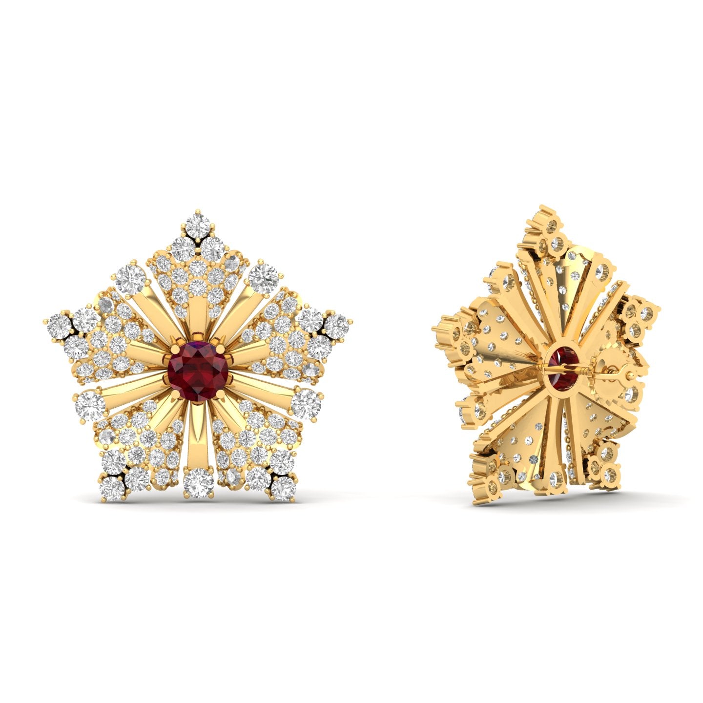 Maurya Nivis Push Back Earrings with Blue Sapphire and Diamonds
