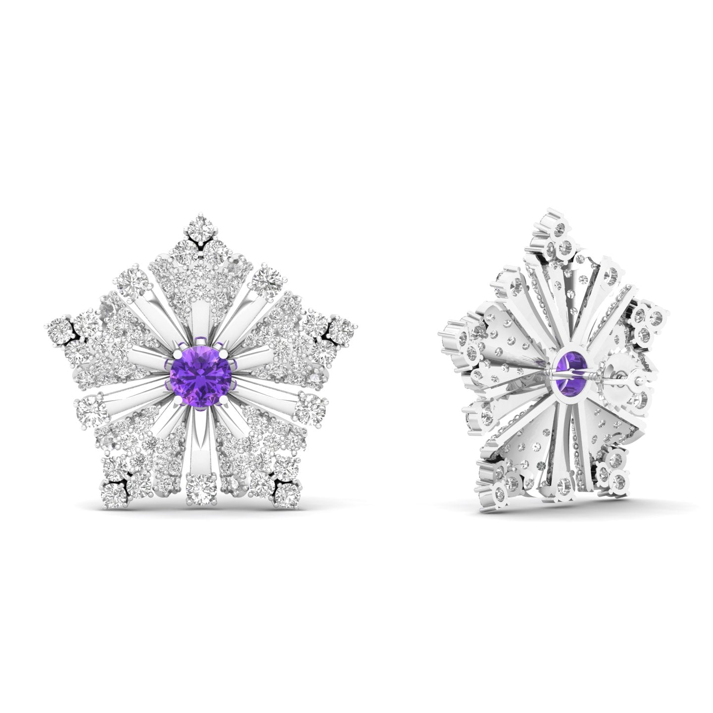 Maurya Nivis Push Back Earrings with Blue Sapphire and Diamonds