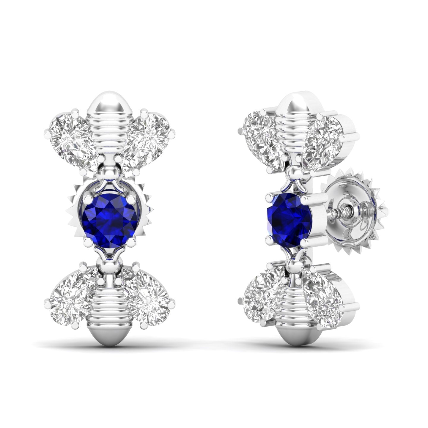 Maurya Honey Bee Push Back Earrings with Topaz and Diamonds