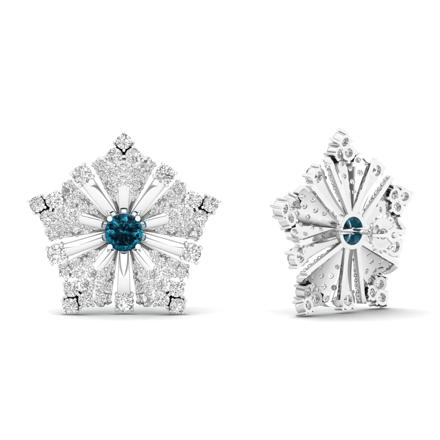 Maurya Nivis Push Back Earrings with Blue Sapphire and Diamonds