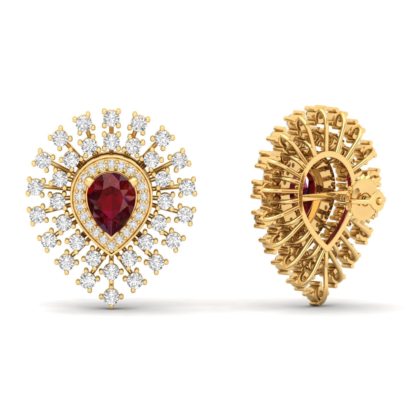 Maurya Boda Amethyst Push Back Earrings with Diamonds