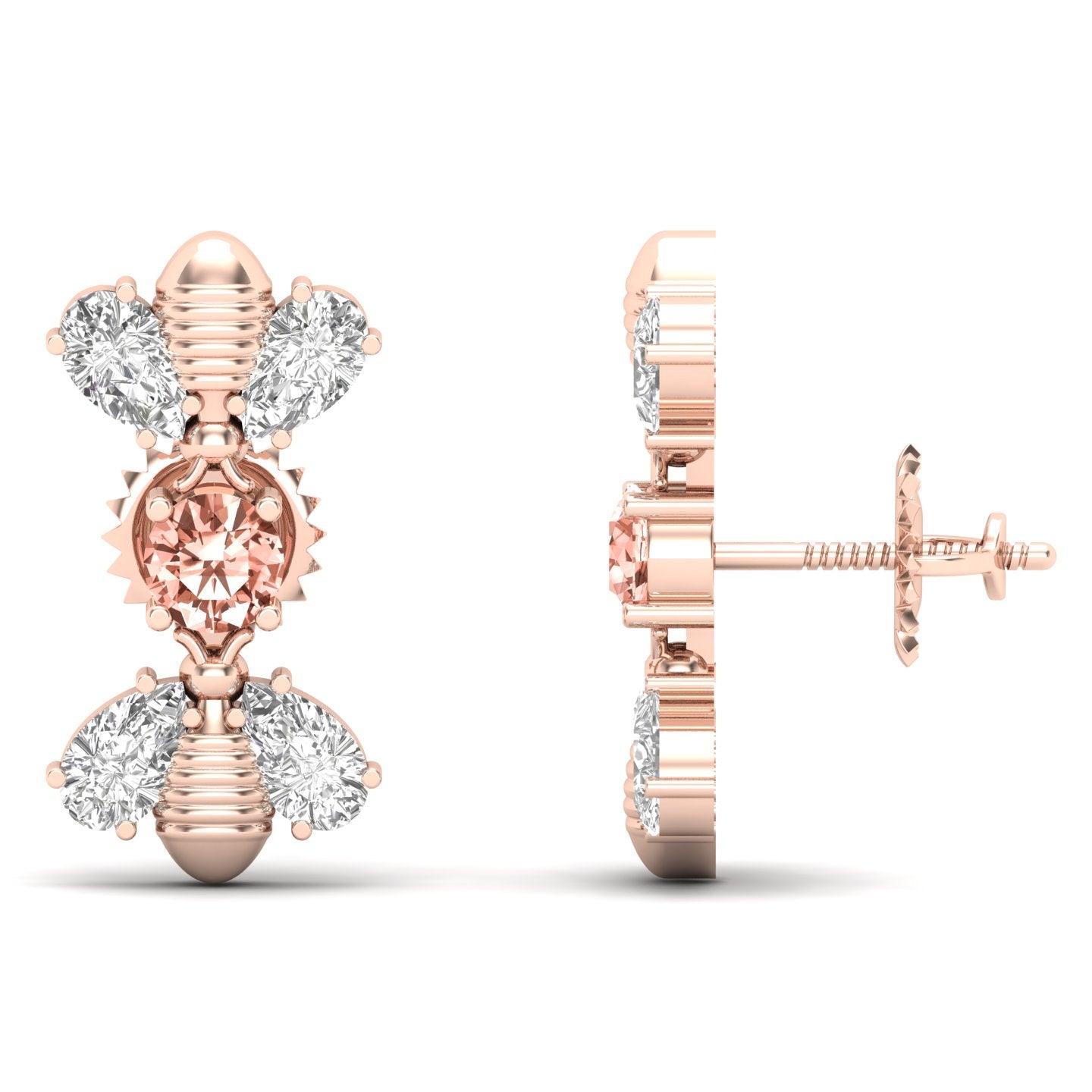 Maurya Honey Bee Push Back Earrings with Topaz and Diamonds