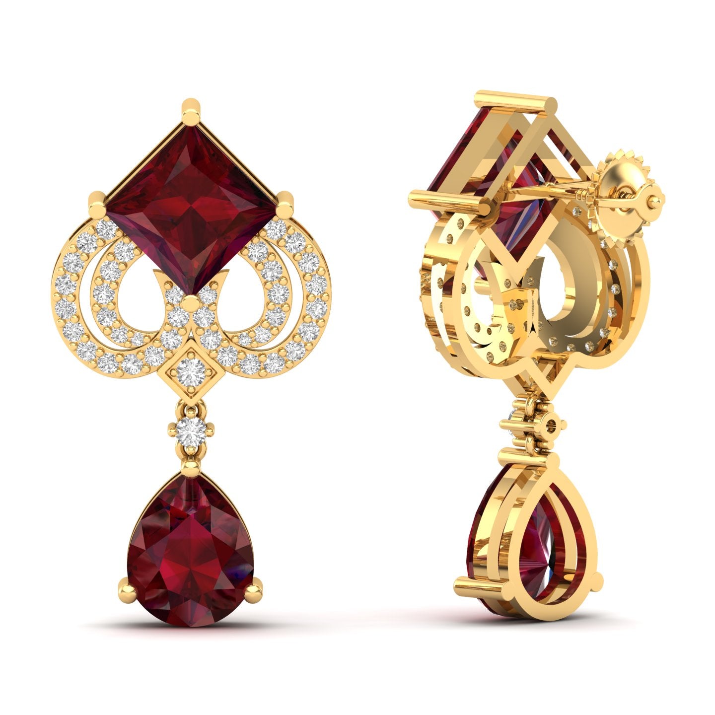 Maurya Blue Sapphire High Symbol Drop Earrings with Diamonds