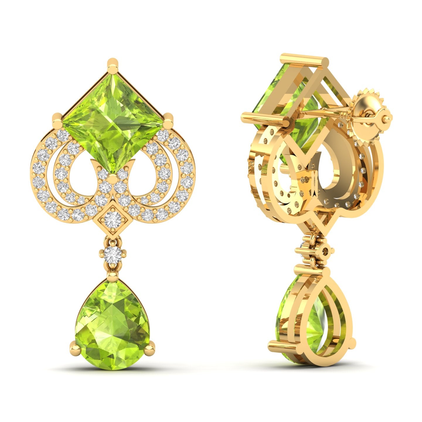 Maurya Blue Sapphire High Symbol Drop Earrings with Diamonds