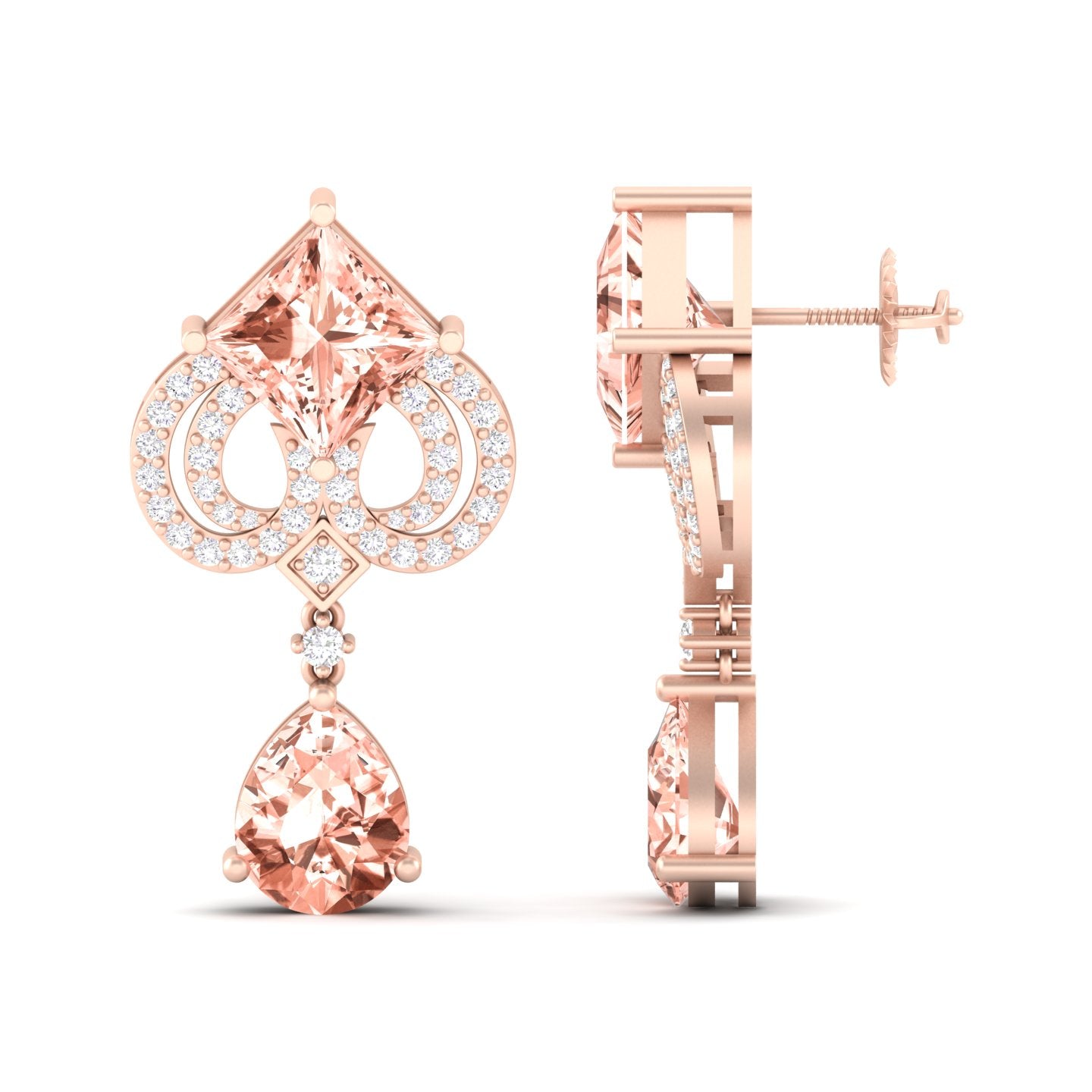 Maurya Blue Sapphire High Symbol Drop Earrings with Diamonds