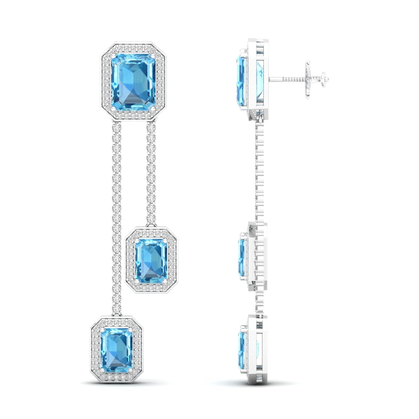 Maurya Dives Emerald Dangle Earrings with Diamonds