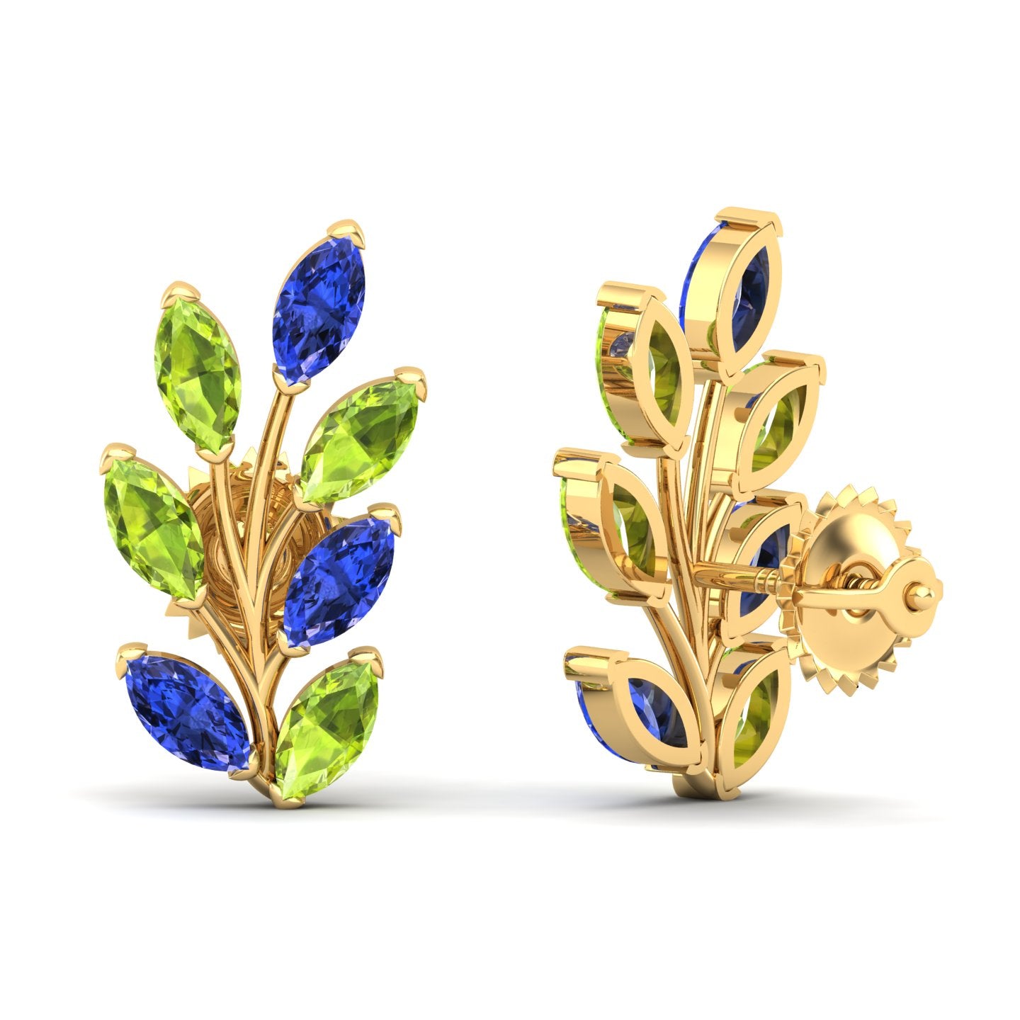 Maurya Frozen Life Tanzanite Push Back Earrings with Topaz