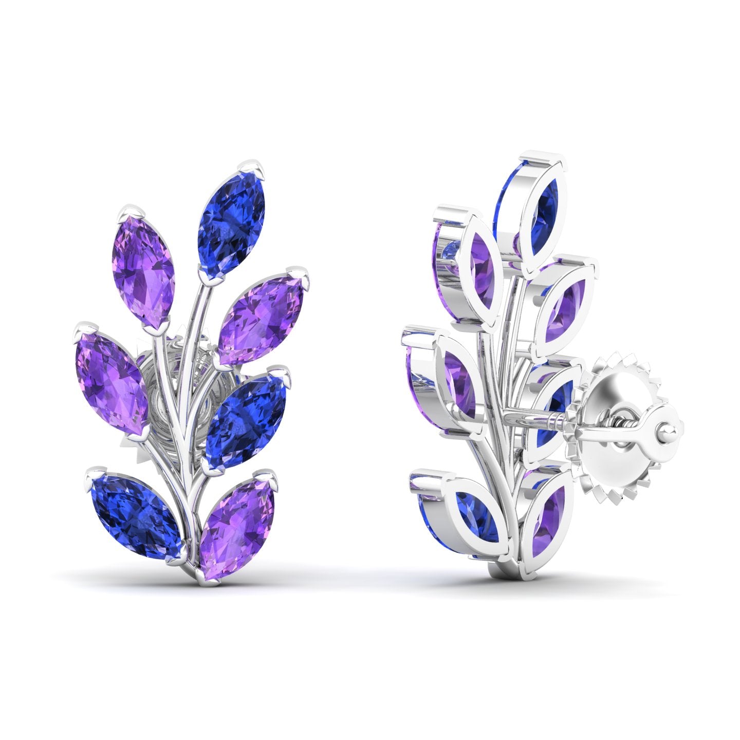 Maurya Frozen Life Tanzanite Push Back Earrings with Topaz