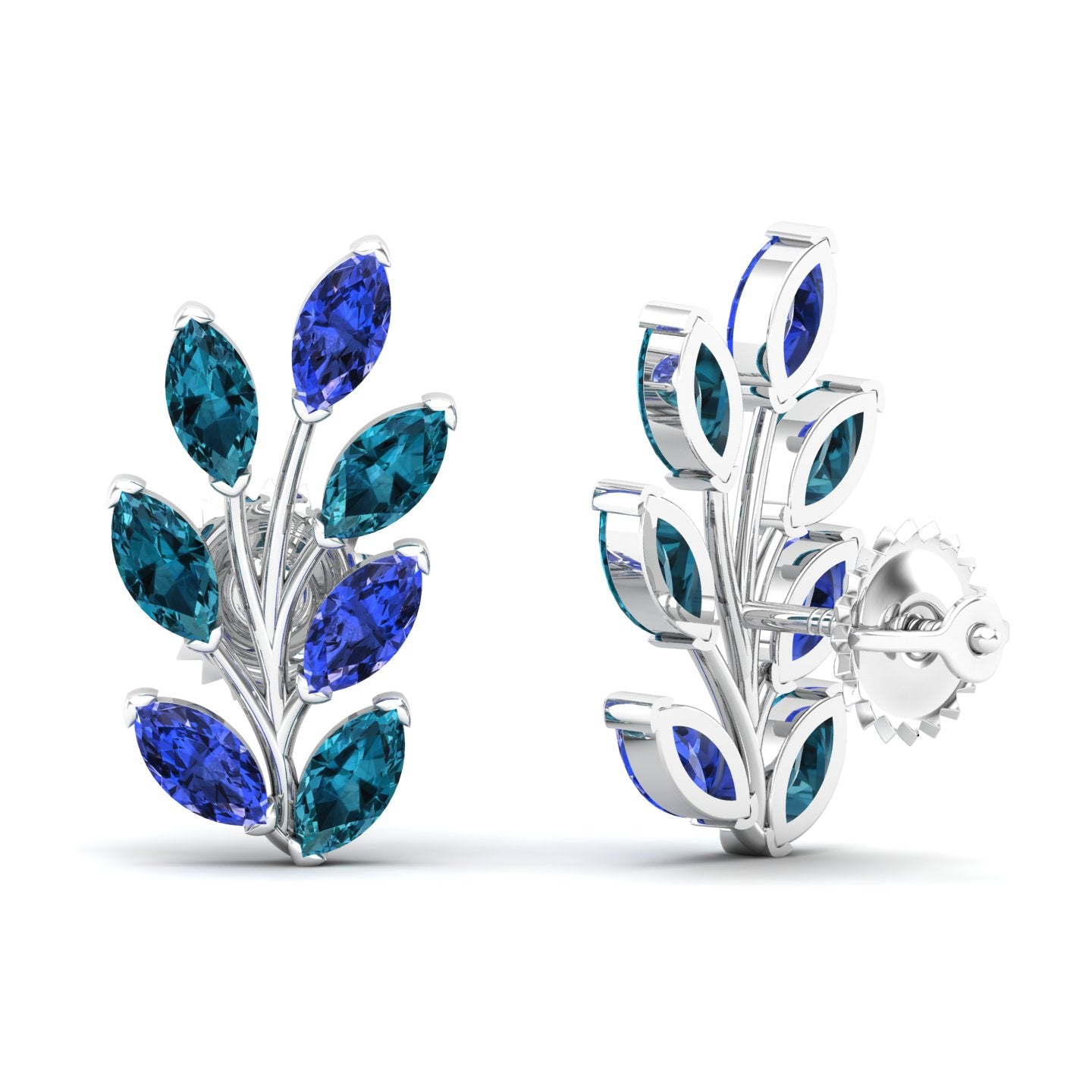 Maurya Frozen Life Tanzanite Push Back Earrings with Topaz