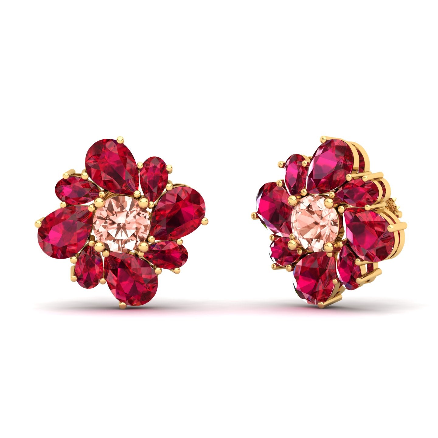 Maurya Color Strokes Peridot Stud Earrings with Morganite