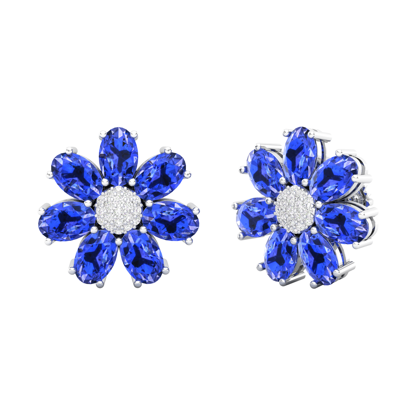 Maurya Fleur London Blue Topaz and Diamond Push Back Earrings