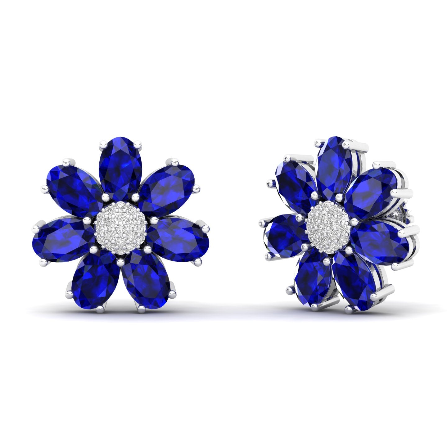 Maurya Fleur London Blue Topaz and Diamond Push Back Earrings