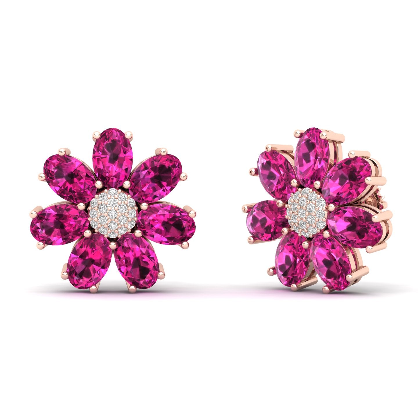 Maurya Fleur London Blue Topaz and Diamond Push Back Earrings